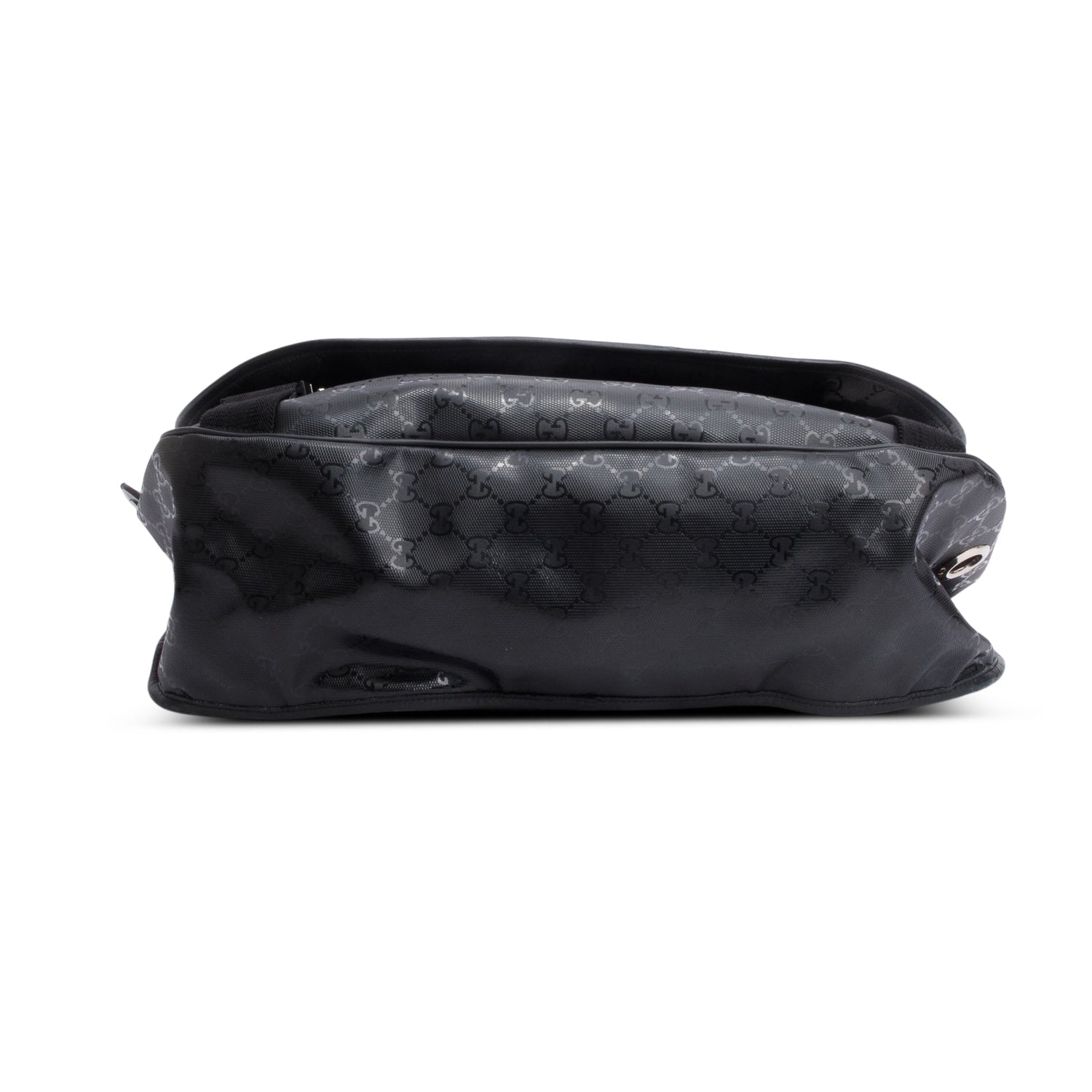 Gucci Black Imprime Monogram Medium Web 500 Double Buckle Flap Messenger Bag w/ Receipt