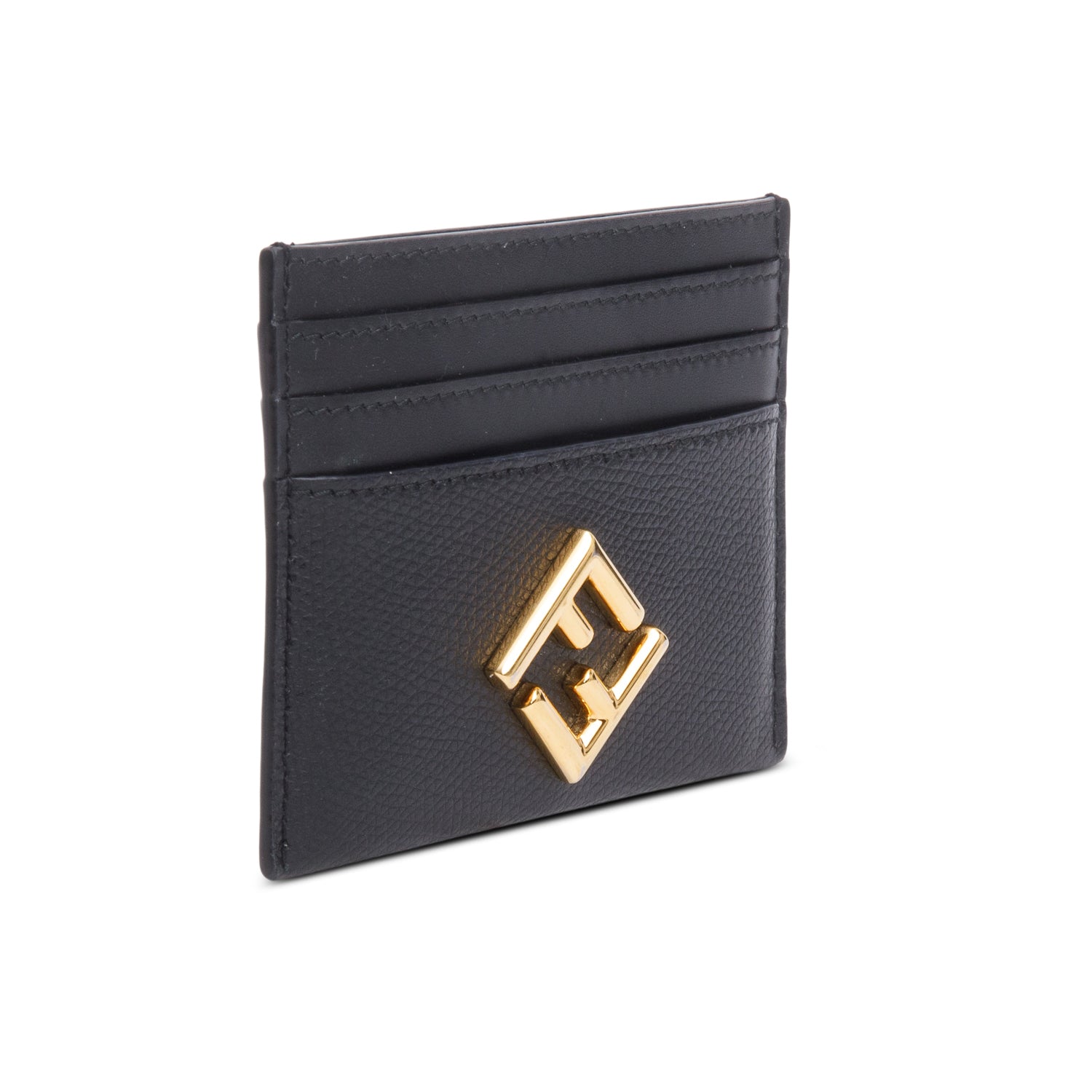Fendi 2023 Black Calfskin Leather FF Diamonds Card Case w/ Box