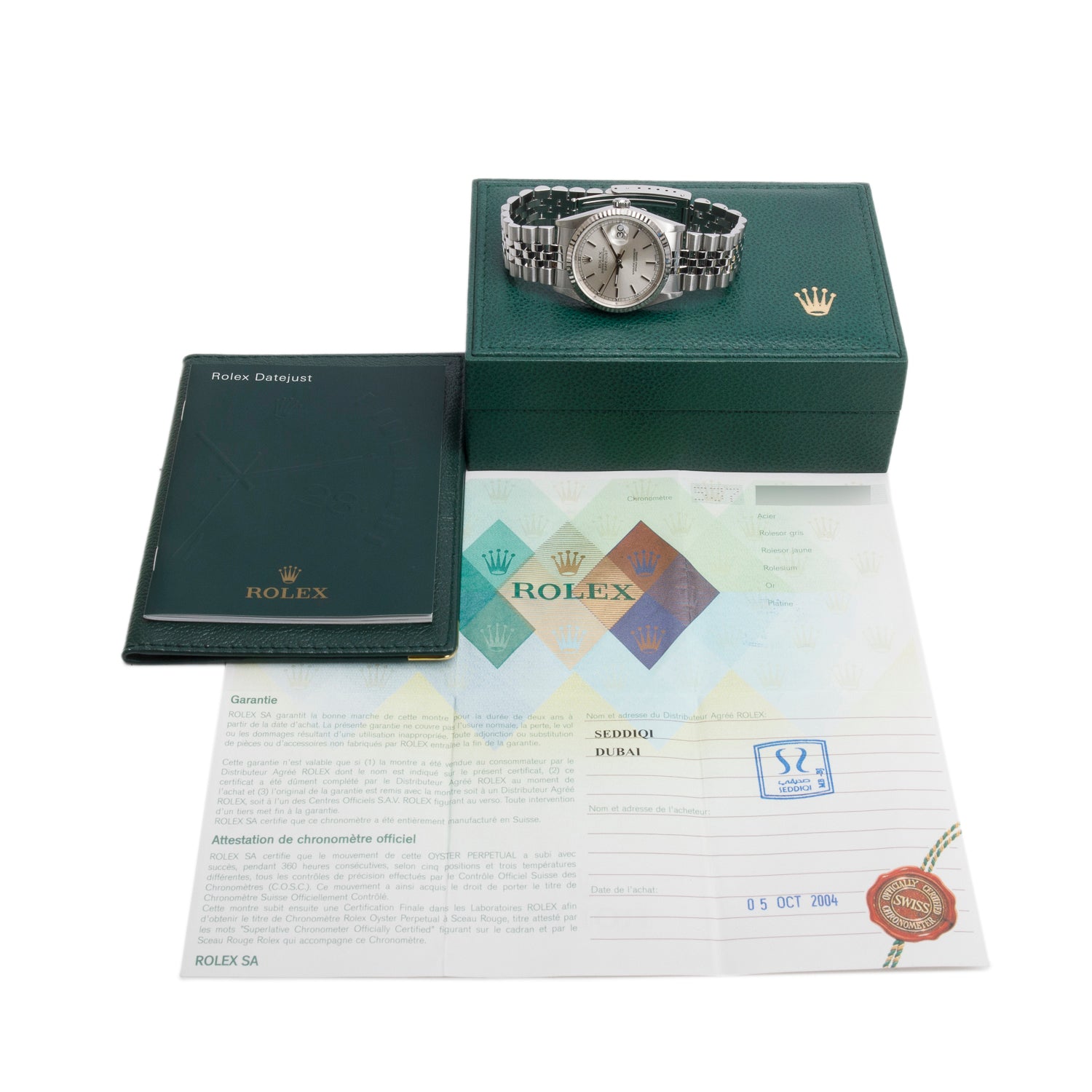 Rolex Stainless Steel Oyster Perpetual Datejust 36 MM Silver Dial Watch 16234 w/ Box, Papers & Extra Dial