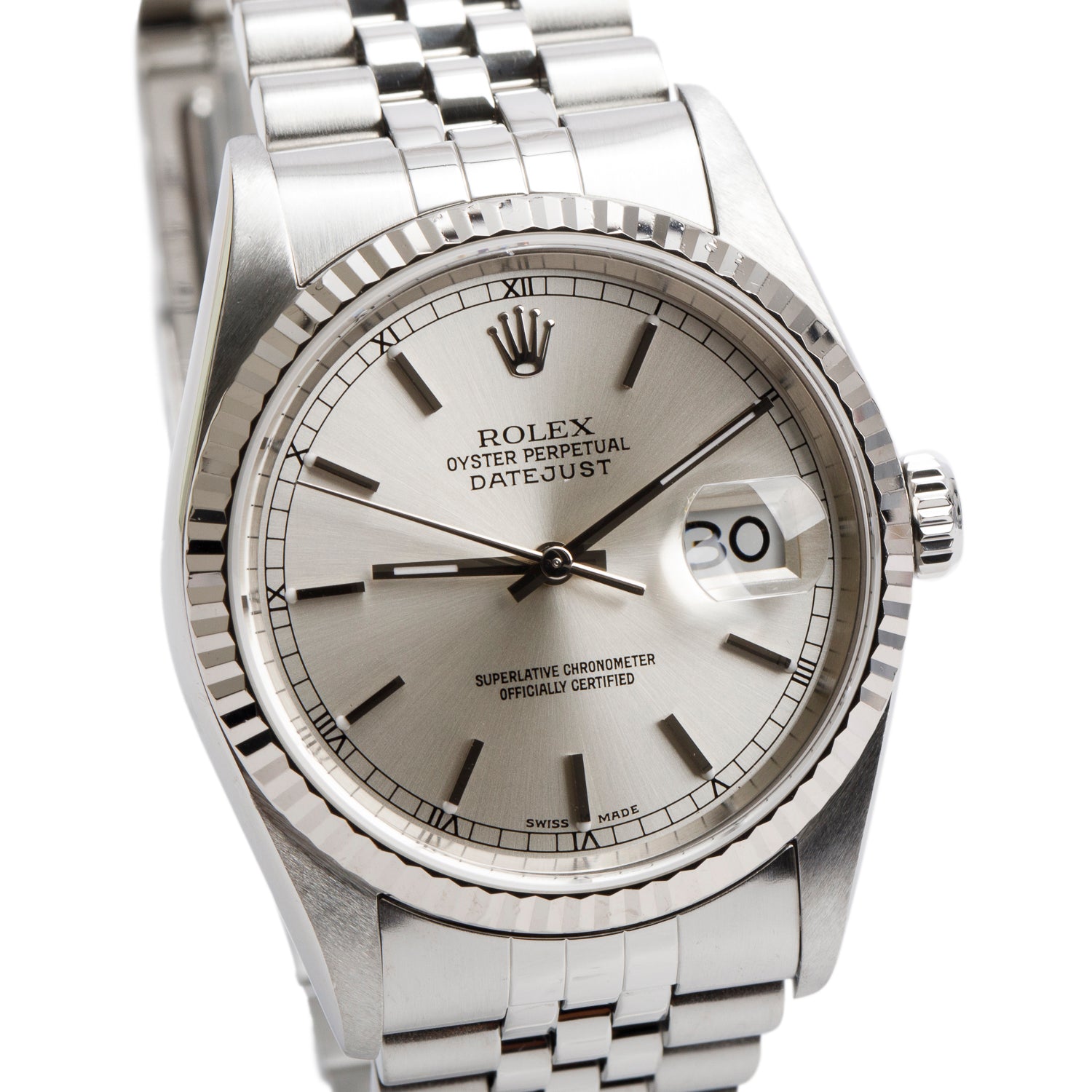 Rolex Stainless Steel Oyster Perpetual Datejust 36 MM Silver Dial Watch 16234 w/ Box, Papers & Extra Dial