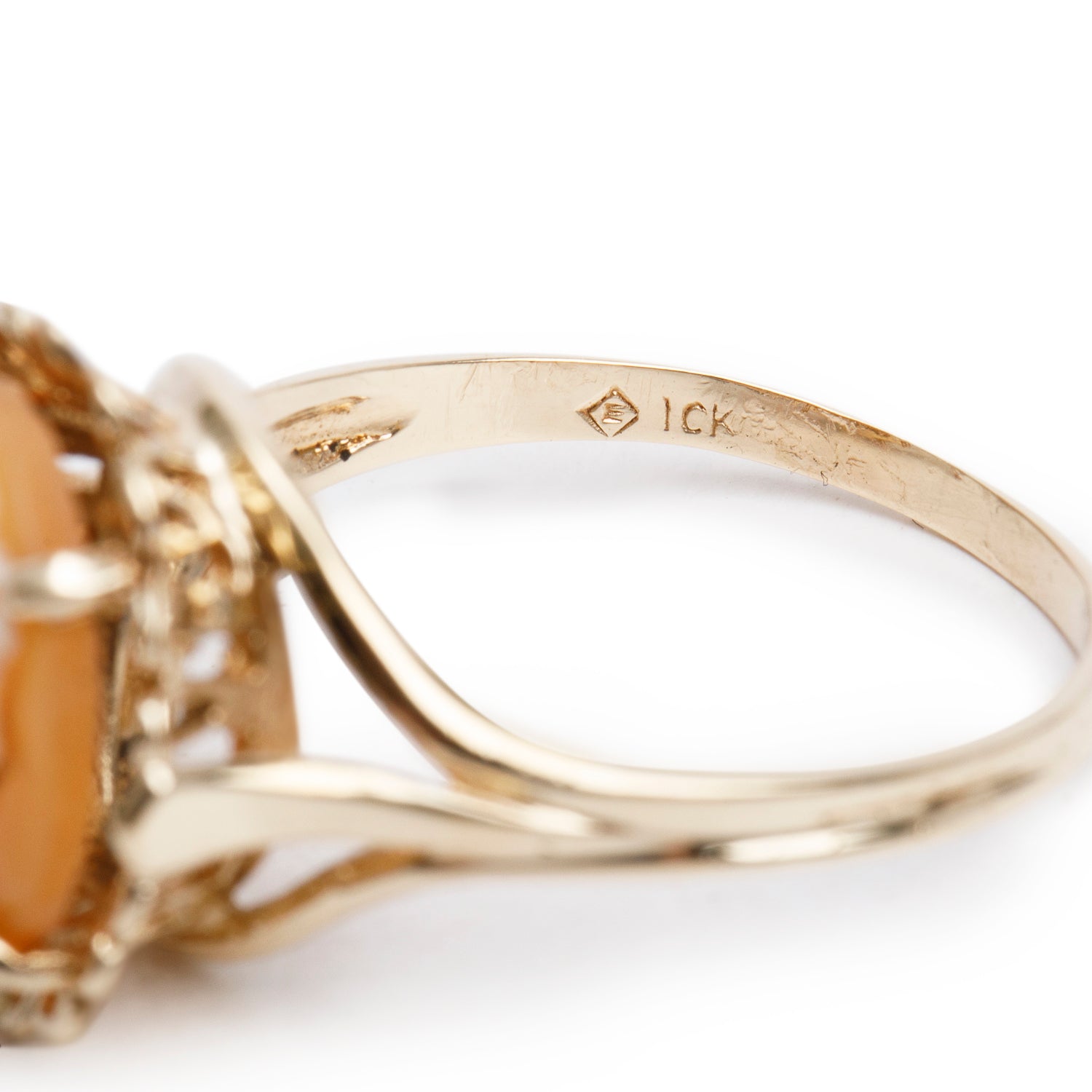 Antique 10k Yellow Gold Shell Cameo Ring, Size 6.5