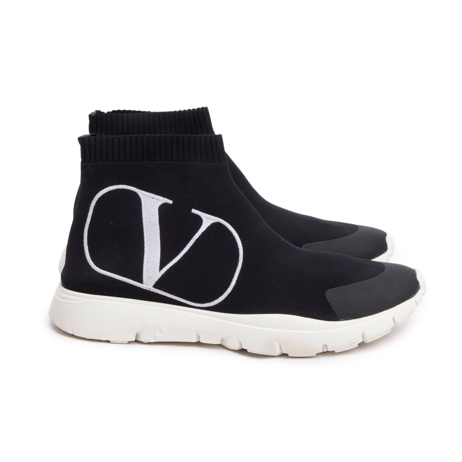 Valentino Black VLogo Embroidered Sock Sneakers, Size 38 w/ Box