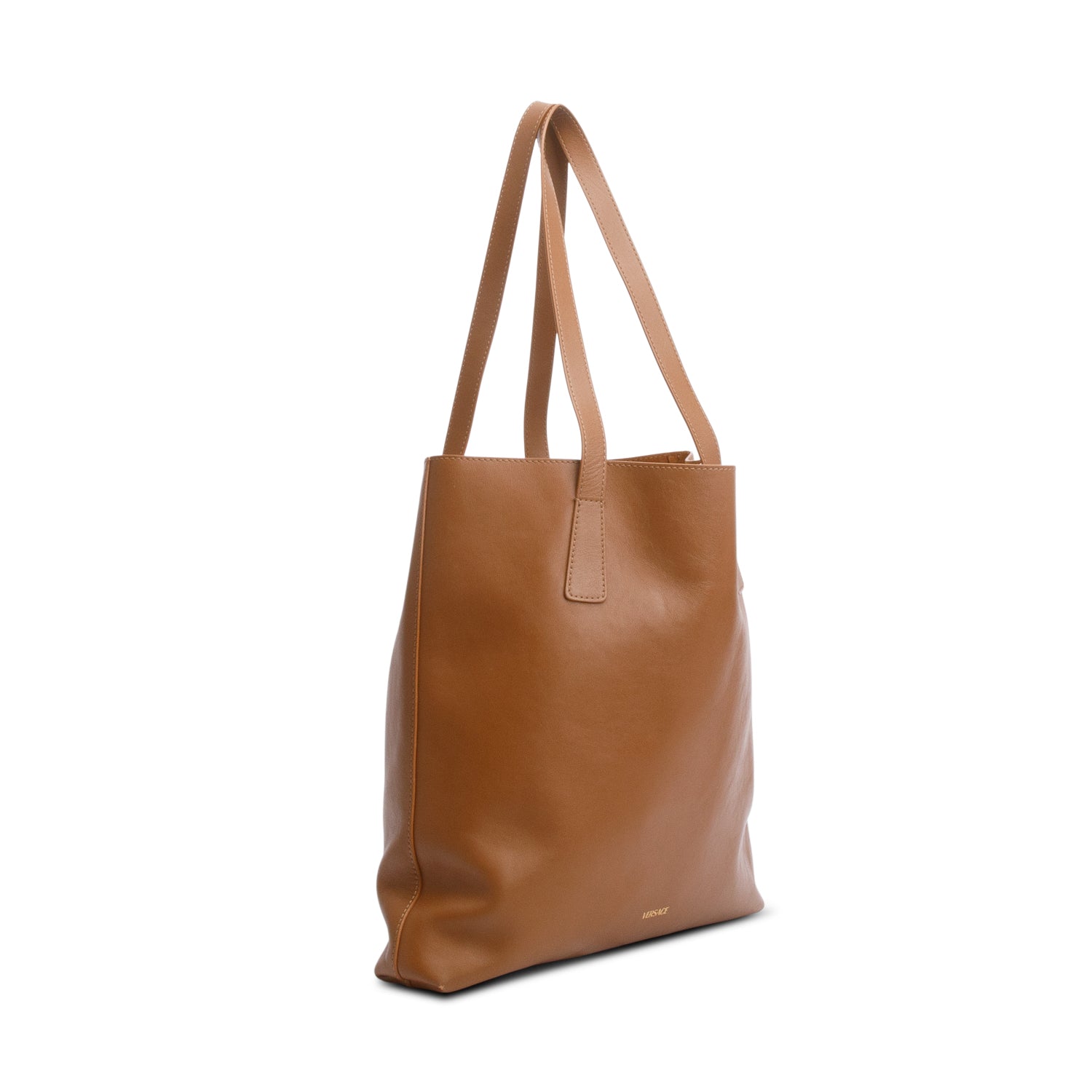 Versace Brown Leather La Medusa Tote Bag