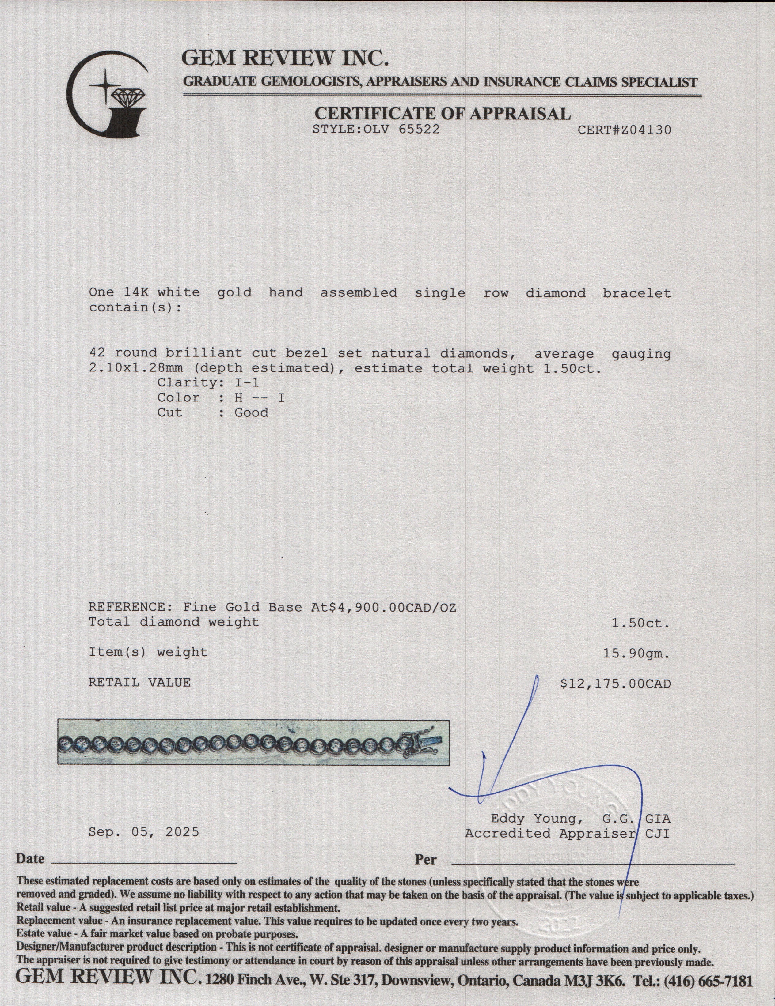 14k White Gold 1.5 tcw. Diamond Tennis Bracelet