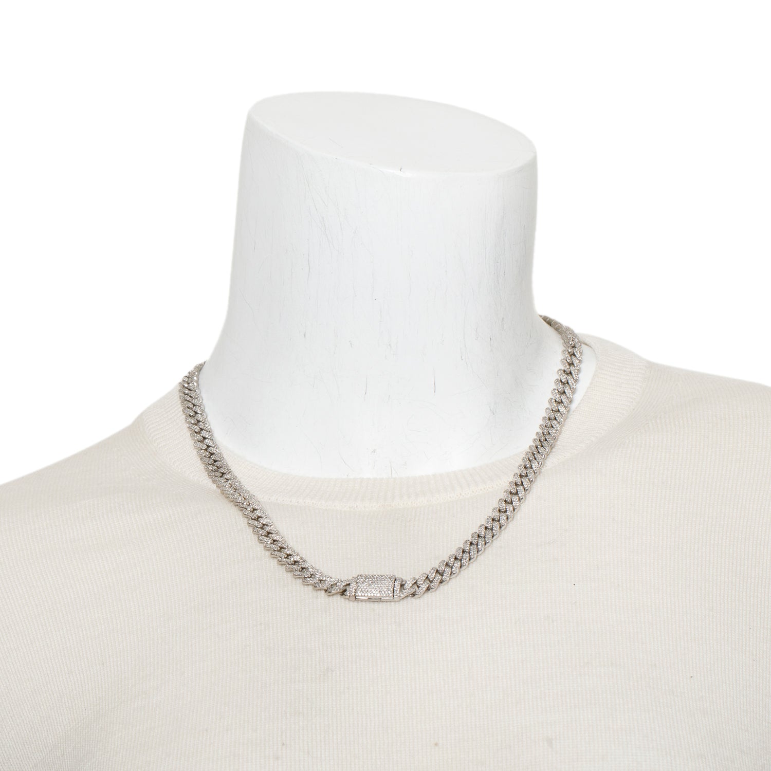 10k White Gold 10.19 tcw. Diamond Cuban Link Necklace