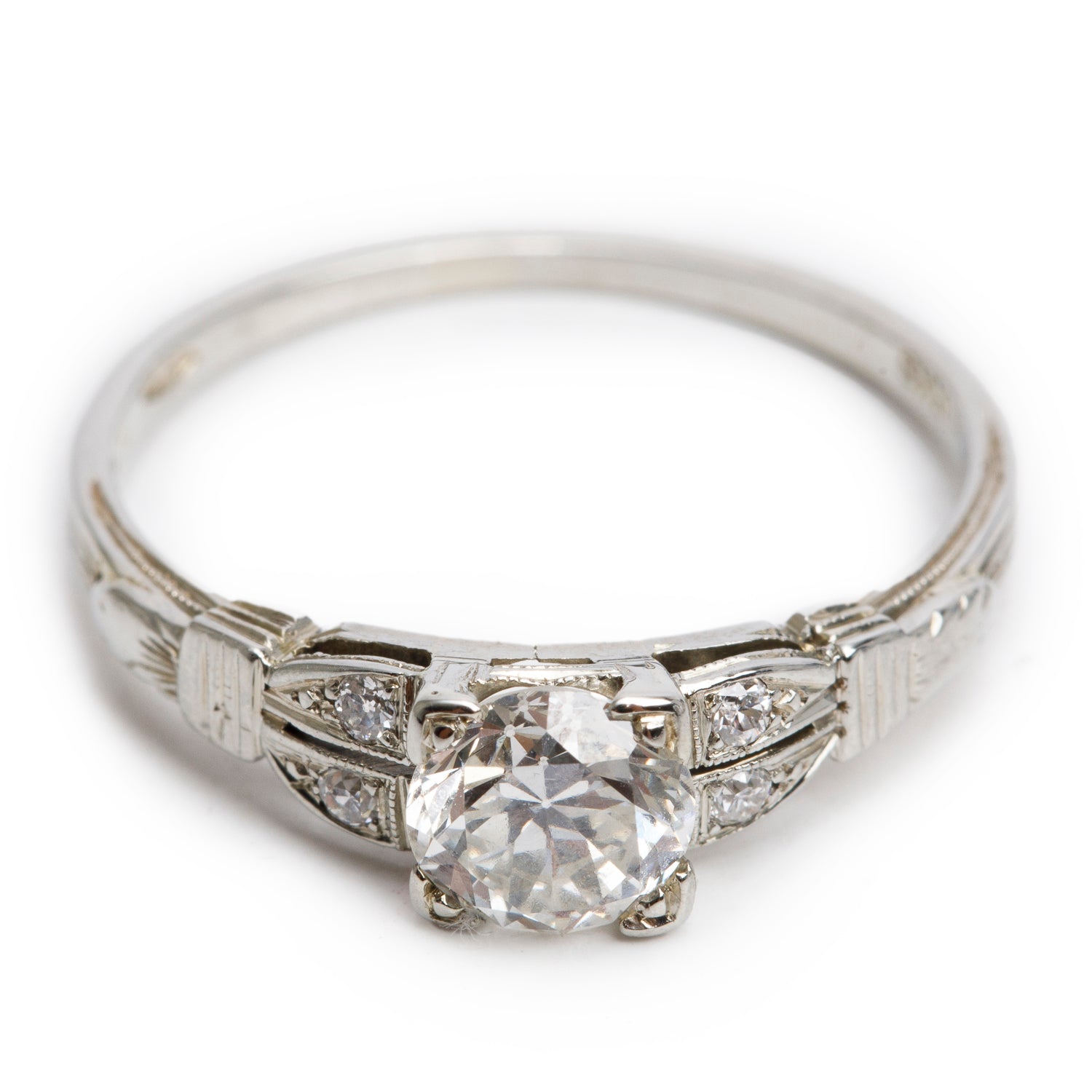 Birks 18k White Gold Diamond Ring, Size 7.5 w/ Box