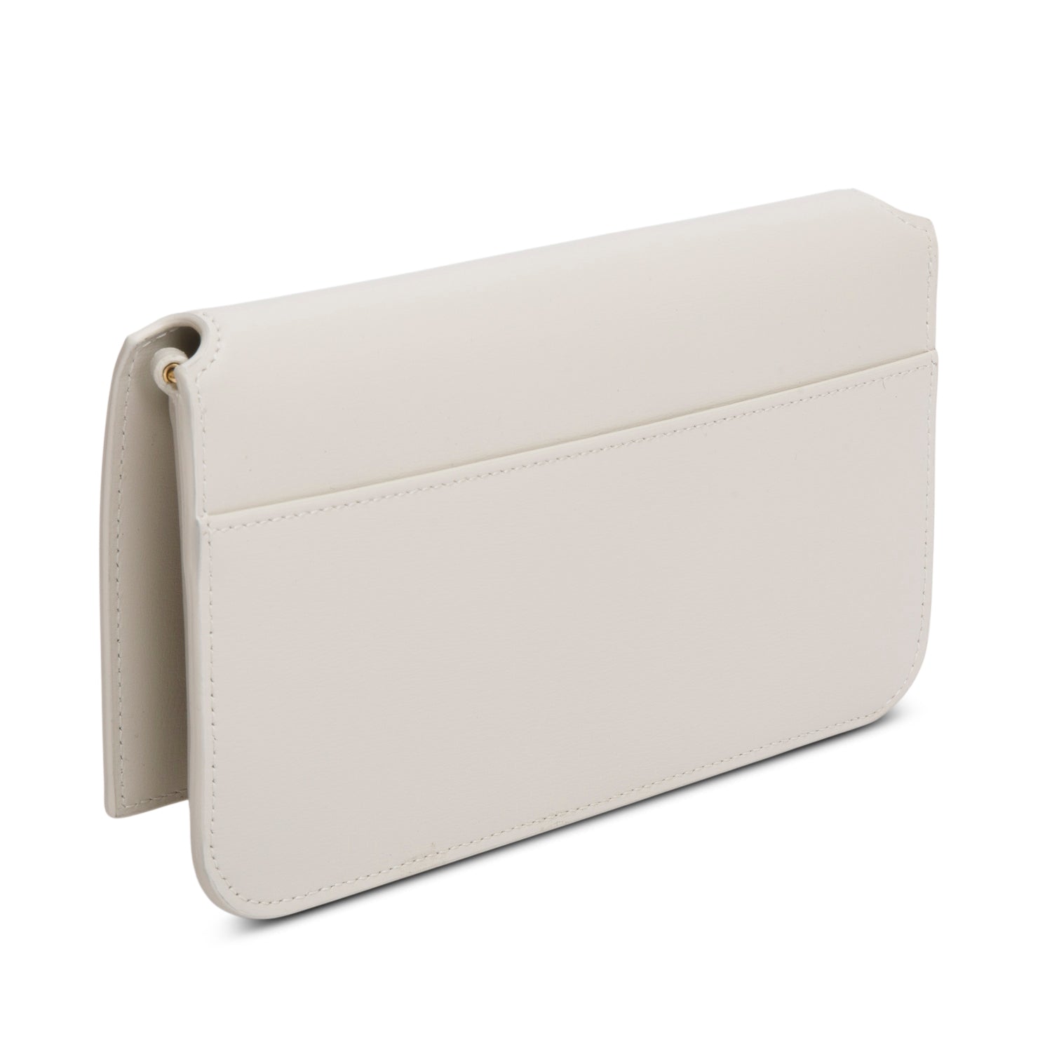 Saint Laurent 2024 White Smooth Leather Cassandre Phone Holder Bag w/ Box