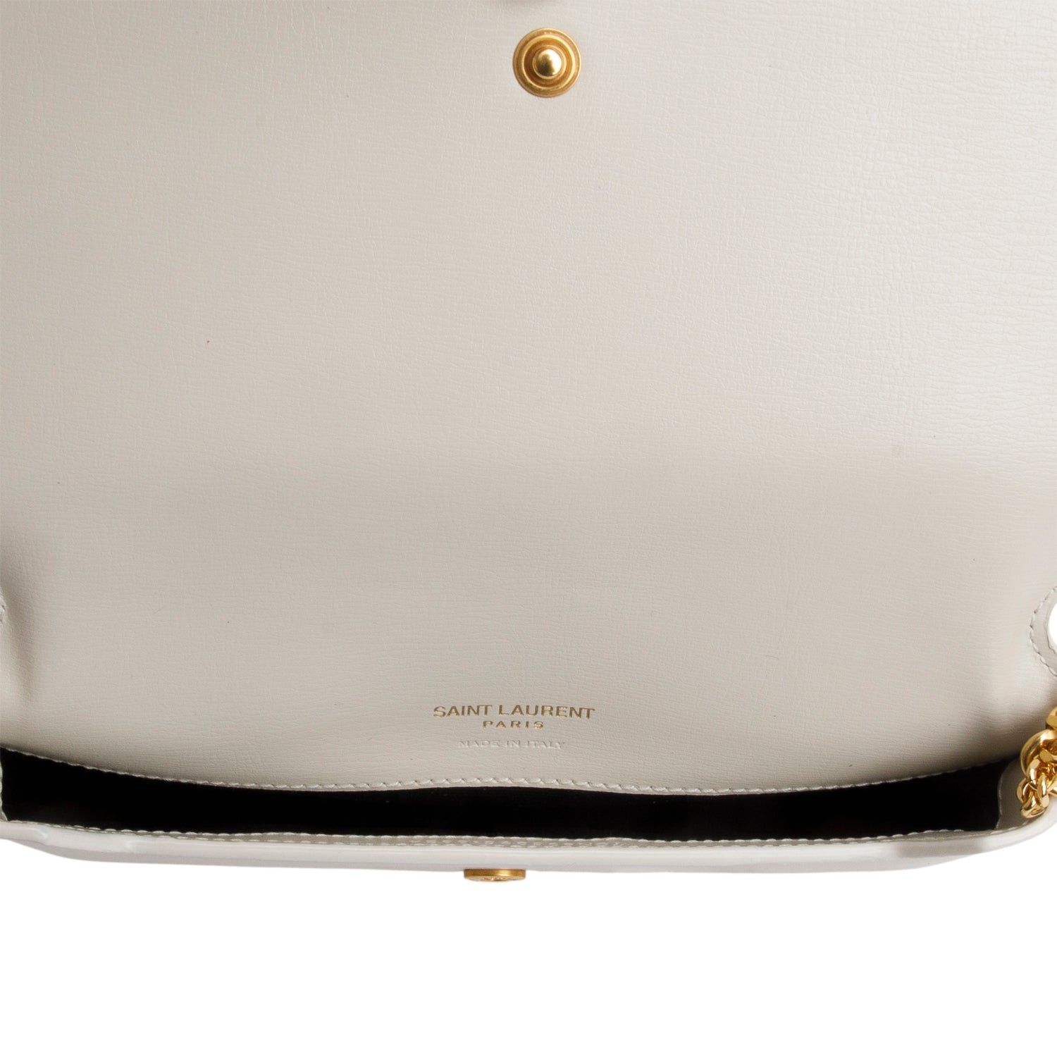 Saint Laurent 2024 White Smooth Leather Cassandre Phone Holder Bag w/ Box