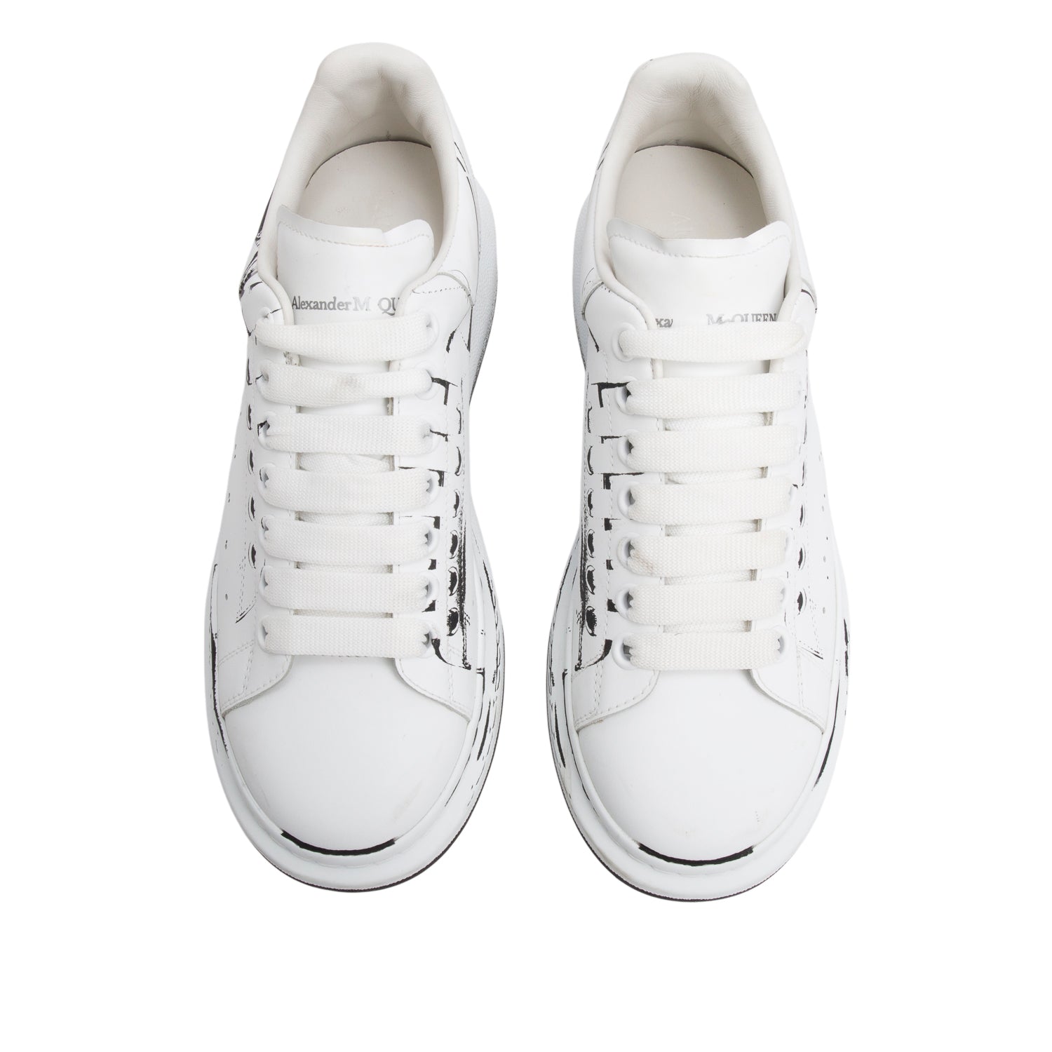 Alexander McQueen White Leather Printed Oversized Sneaker, Size 39