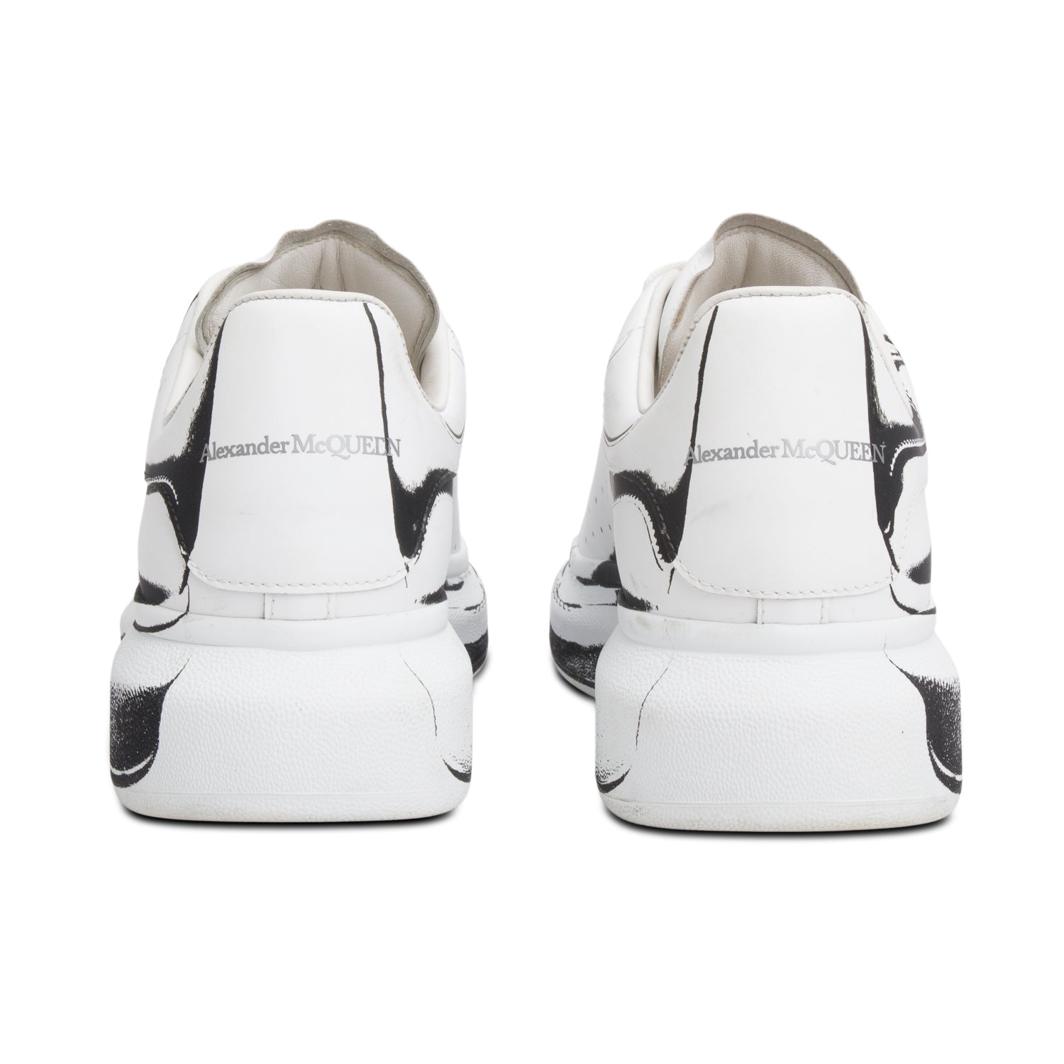 Alexander McQueen White Leather Printed Oversized Sneaker, Size 39