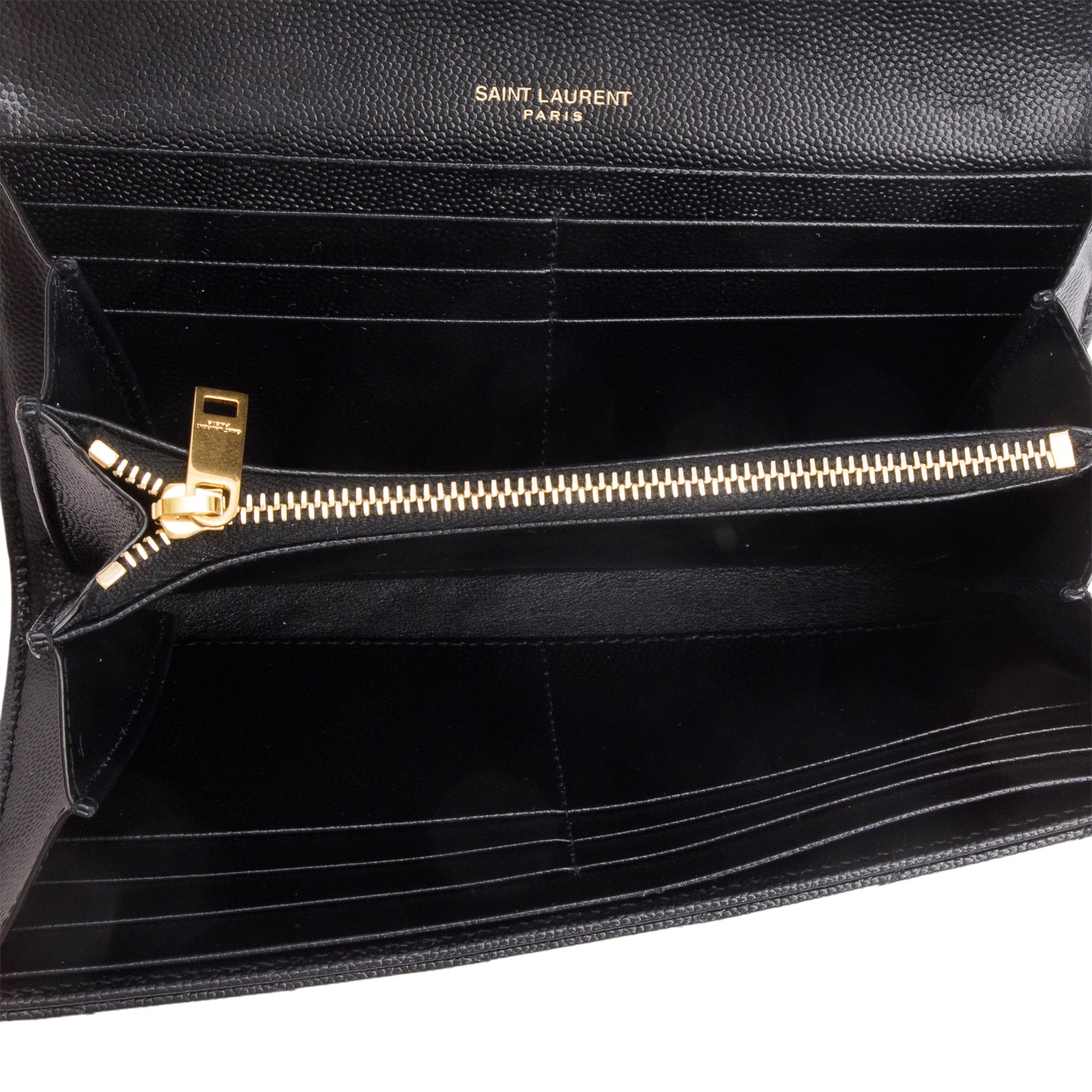 Saint Laurent 2021 Black Lambskin Leather Cassandre Matelasse Large Flap Wallet w/ Box