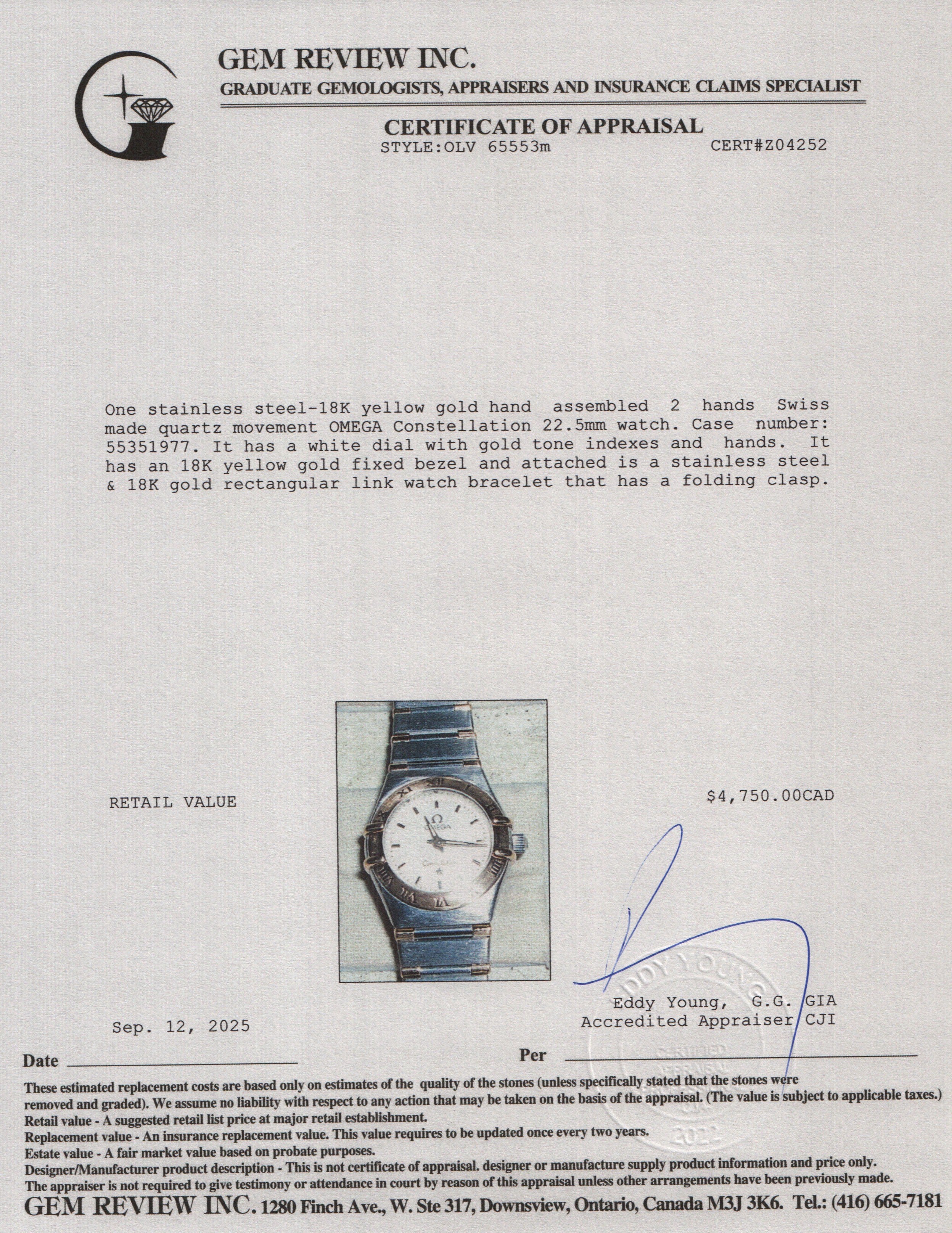 Omega Stainless Steel & 18k Yellow Gold Constellation 22.5 MM Watch