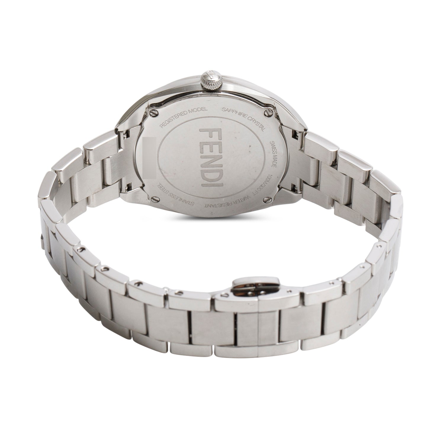 Fendi Stainless Steel White Diamond Dial Momento 34 MM Quartz Watch w/ Box