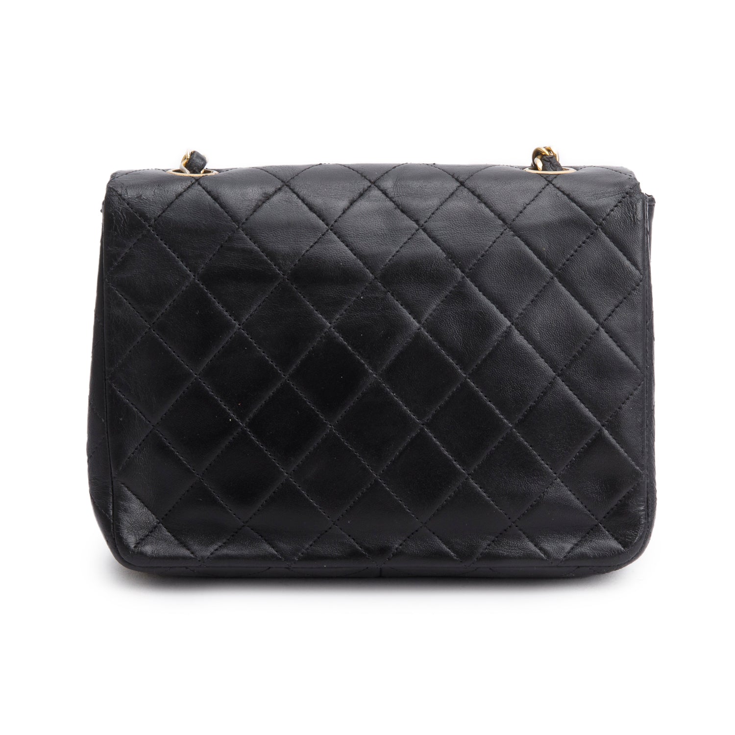 Chanel Vintage Black Lambskin Quilted Mini Square Flap Bag w/ Authenticity Card