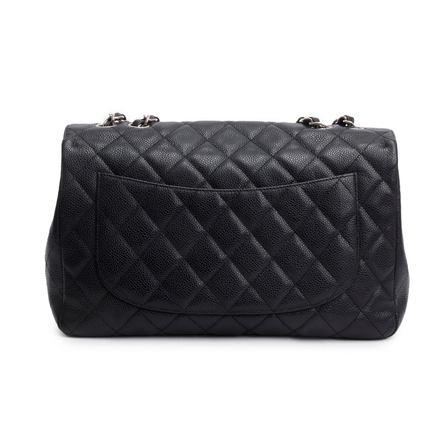 Chanel Black Caviar Jumbo Single Flap Bag w/ Authenticity Card