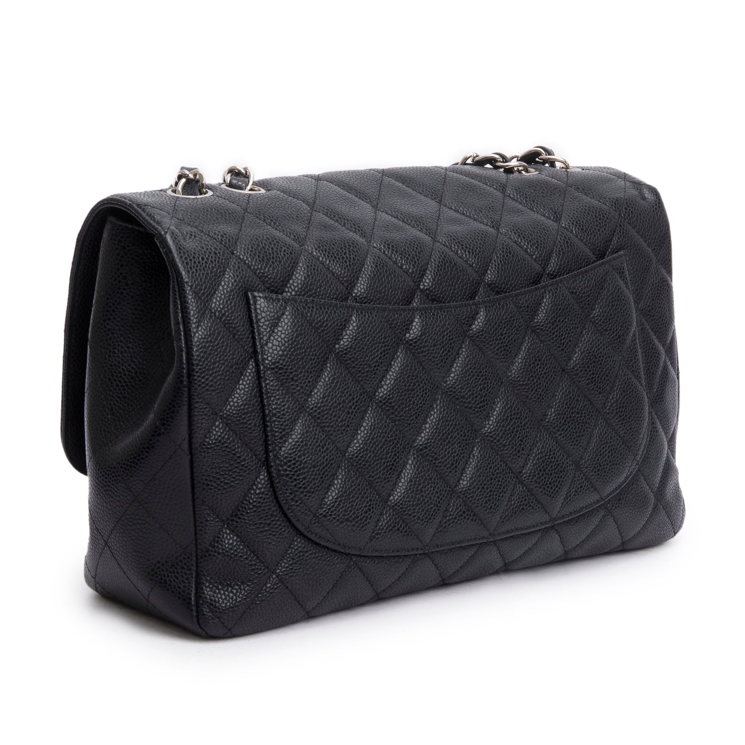 Chanel Black Caviar Jumbo Single Flap Bag w/ Authenticity Card