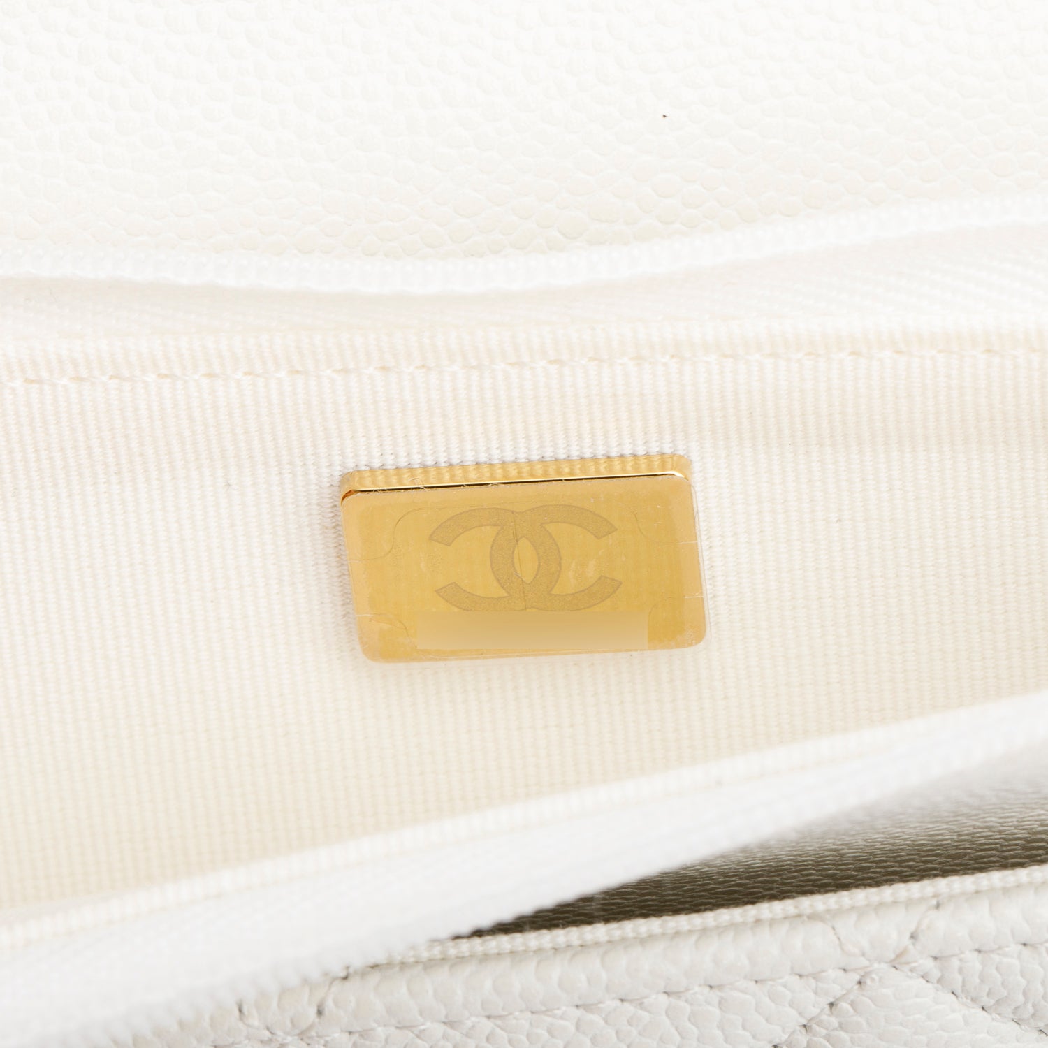 Chanel White Quilted Caviar Leather Classic Wallet on Chain