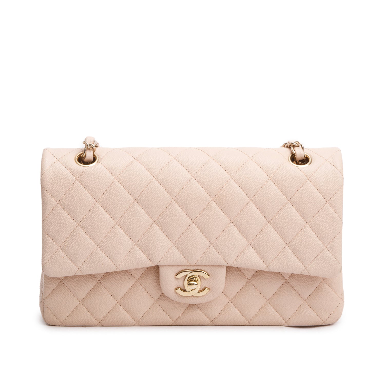 Chanel Beige Caviar Leather Classic Medium Double Flap