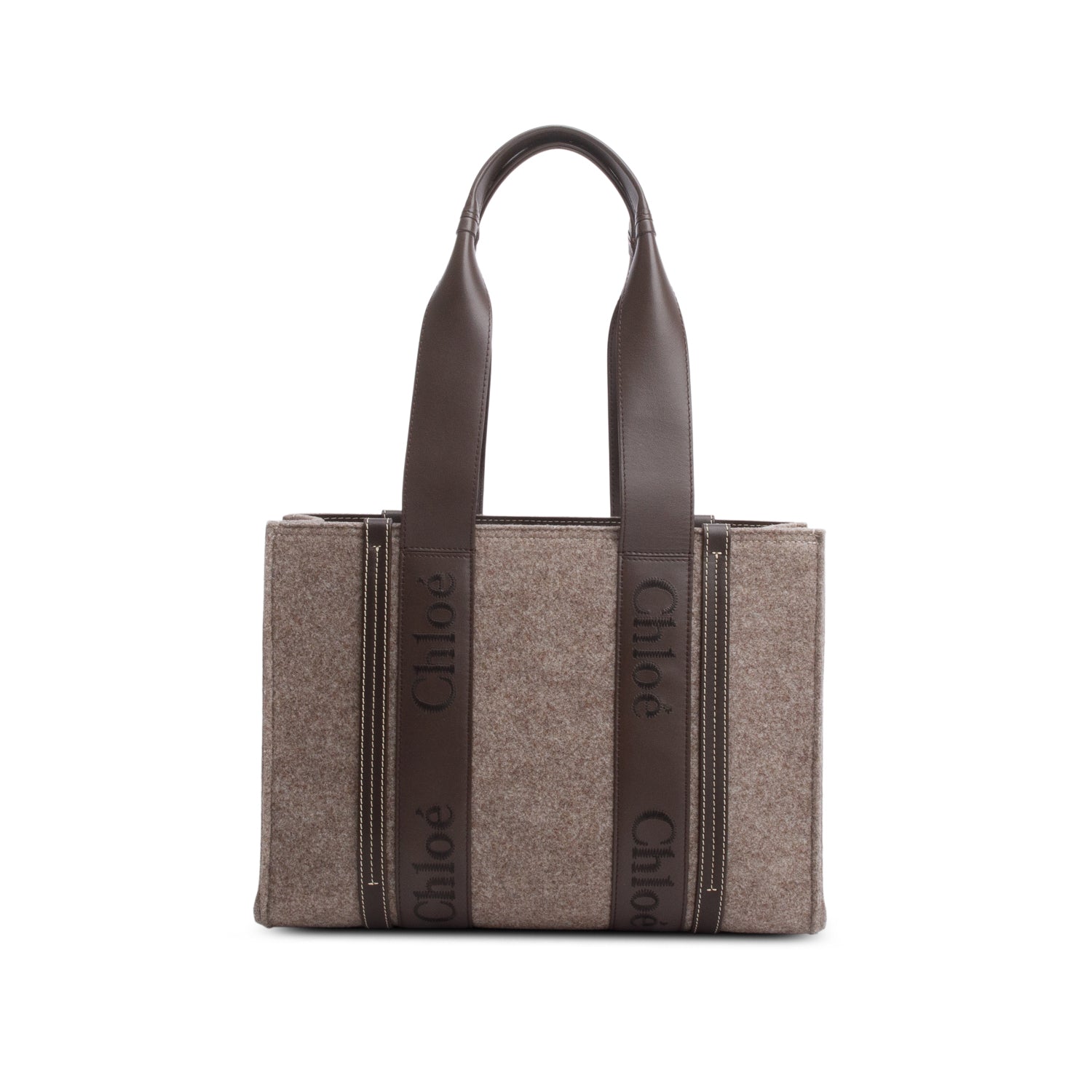 Chloe Brown Felt Medium Woody Ribbon Tote