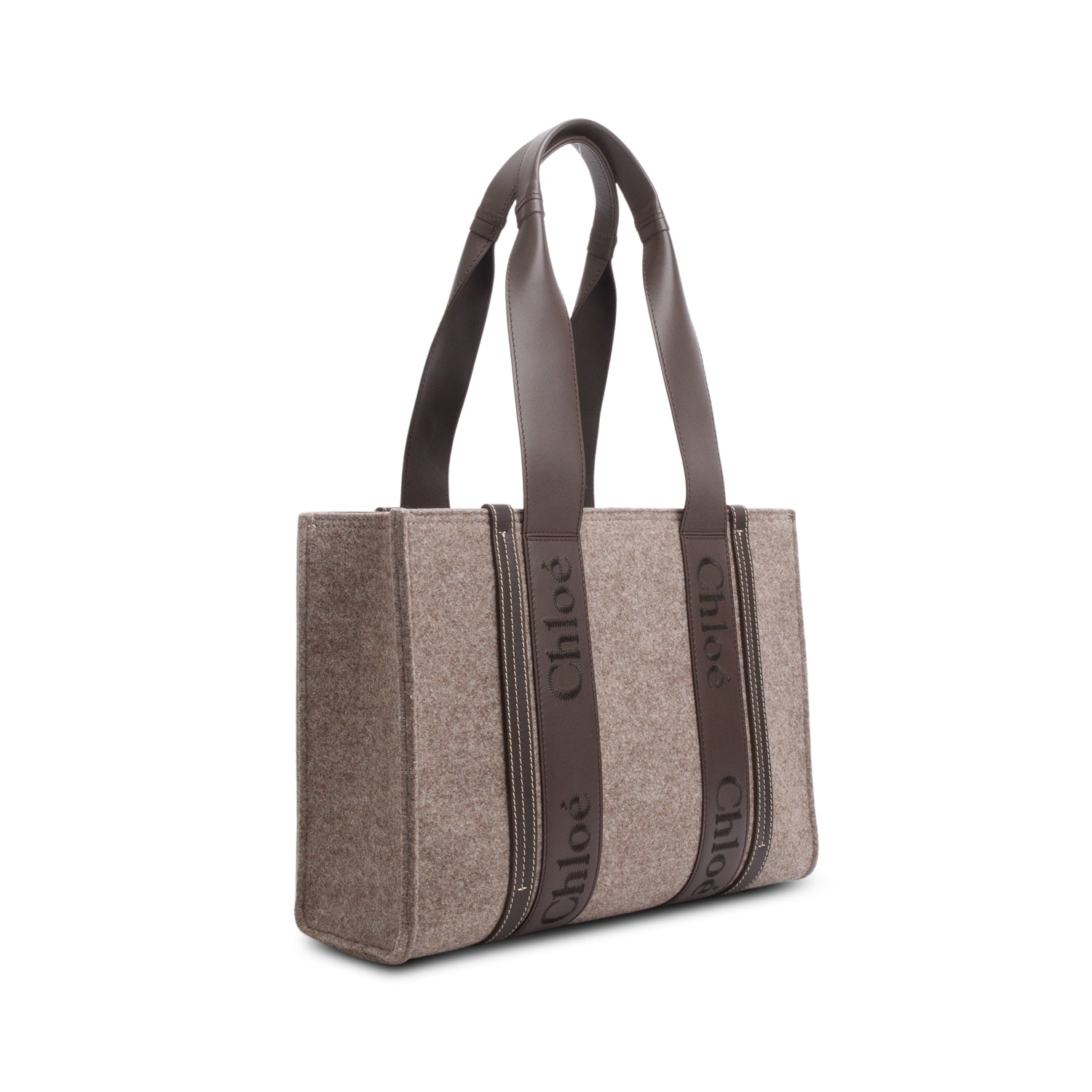 Chloe Brown Felt Medium Woody Ribbon Tote
