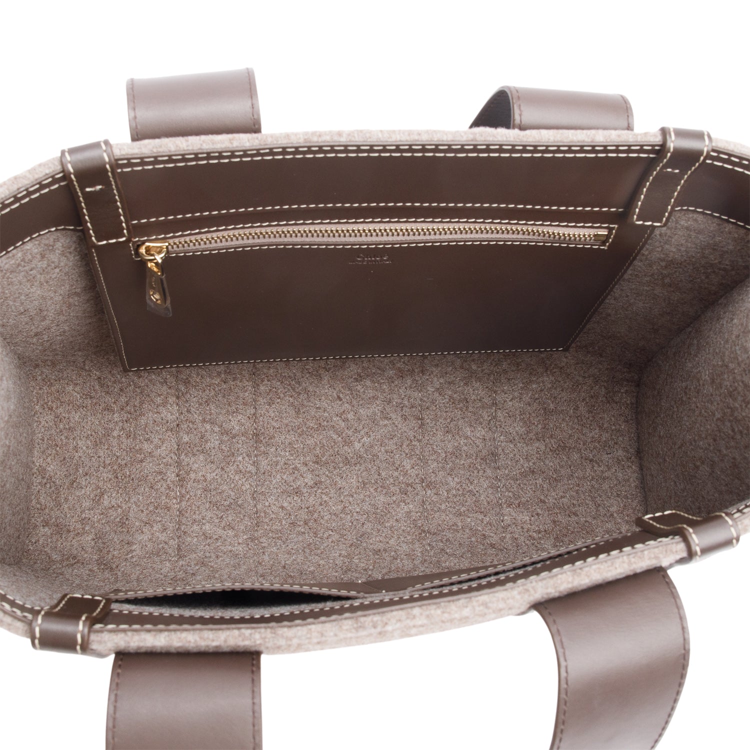 Chloe Brown Felt Medium Woody Ribbon Tote
