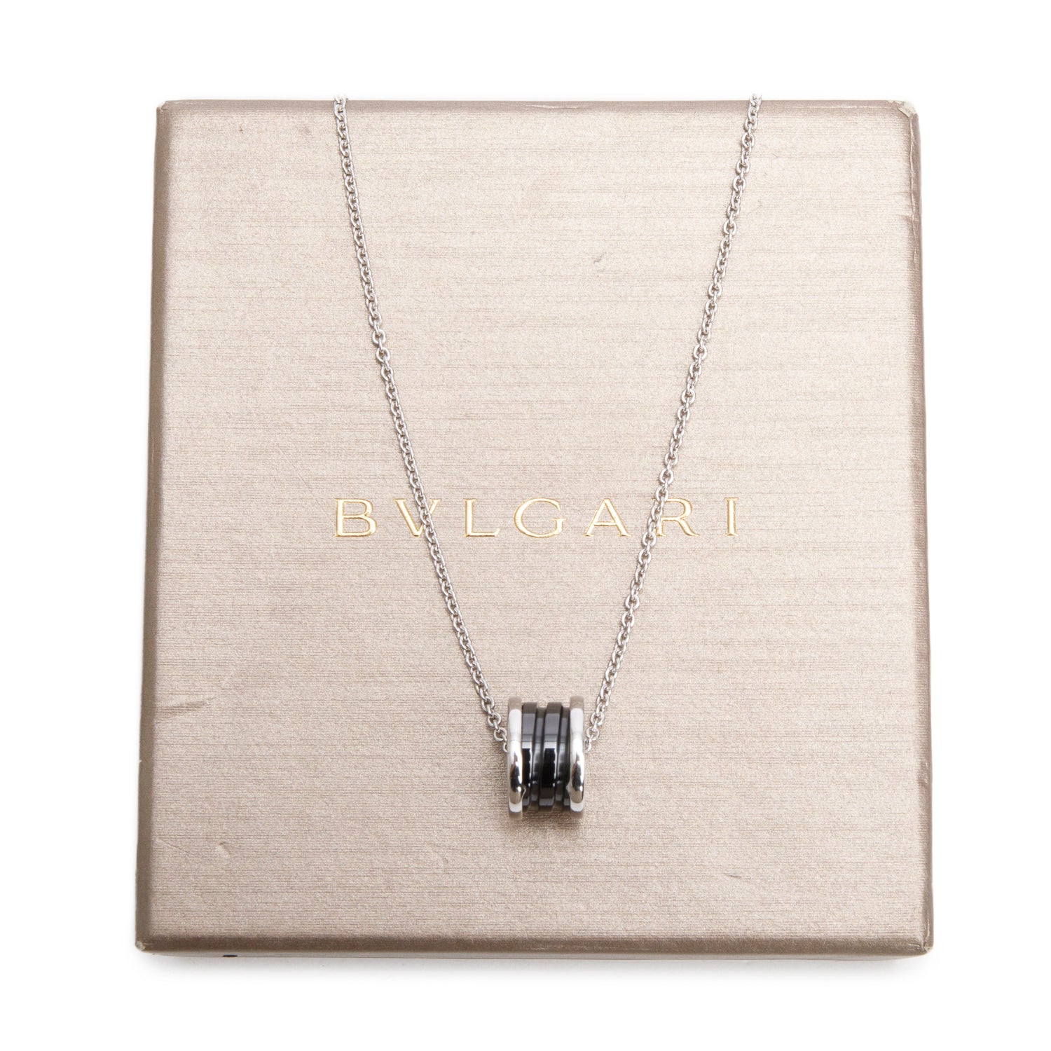 BVLGARI Sterling Silver Save The Children Black Onyx Pendant Necklace w/ Box