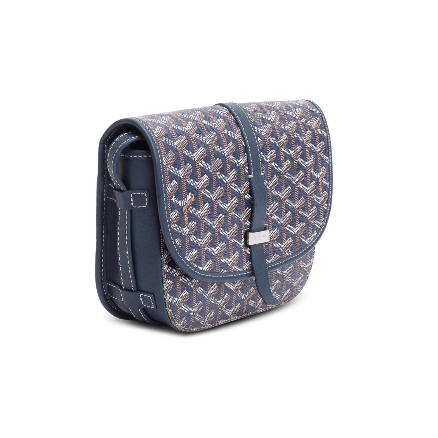 ◇ Guard ◇１９４５年◇２２.５cm◇B&G・ Co◇ Goyard 2022 Blue Leather & Monogram Canvas Belvedere II PM