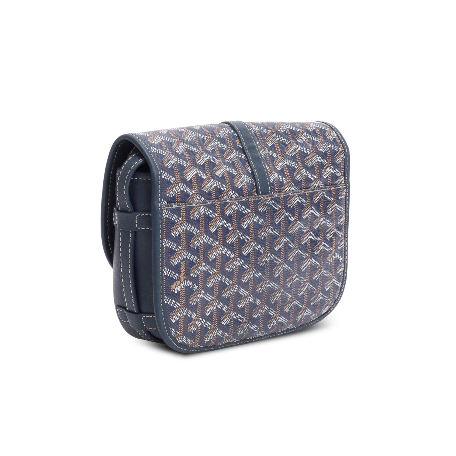 Goyard 2022 Blue Leather & Monogram Canvas Belvedere II PM Crossbody Bag w/ Box