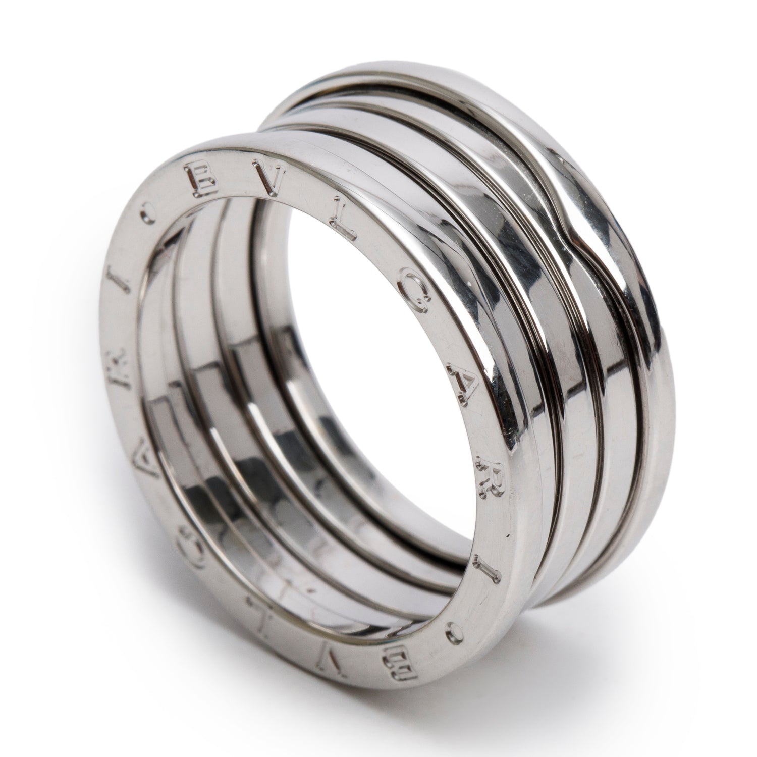 BVLGARI 18k White Gold B.Zero1 Four-Band Ring, Size 63 10