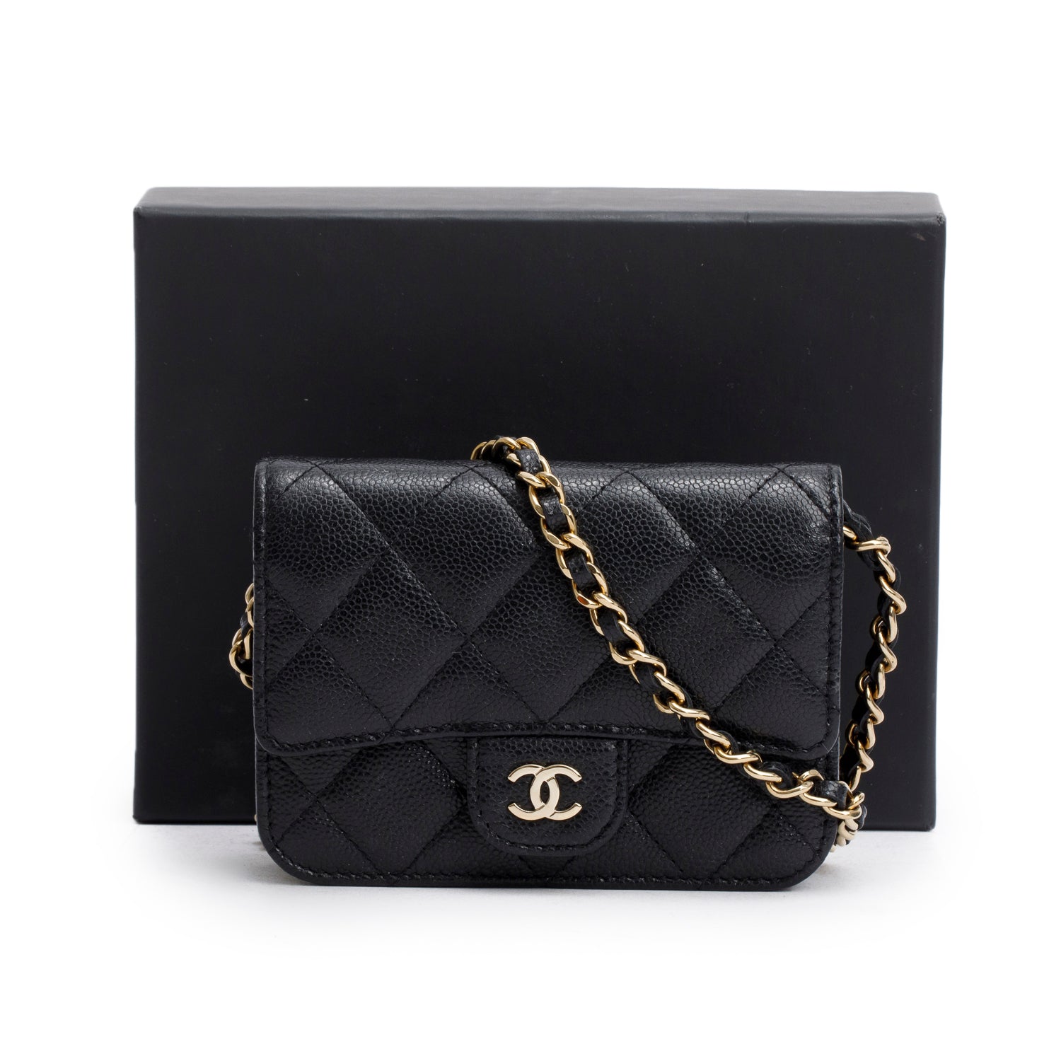 Chanel Black Caviar Quilted Mini Chain Bag