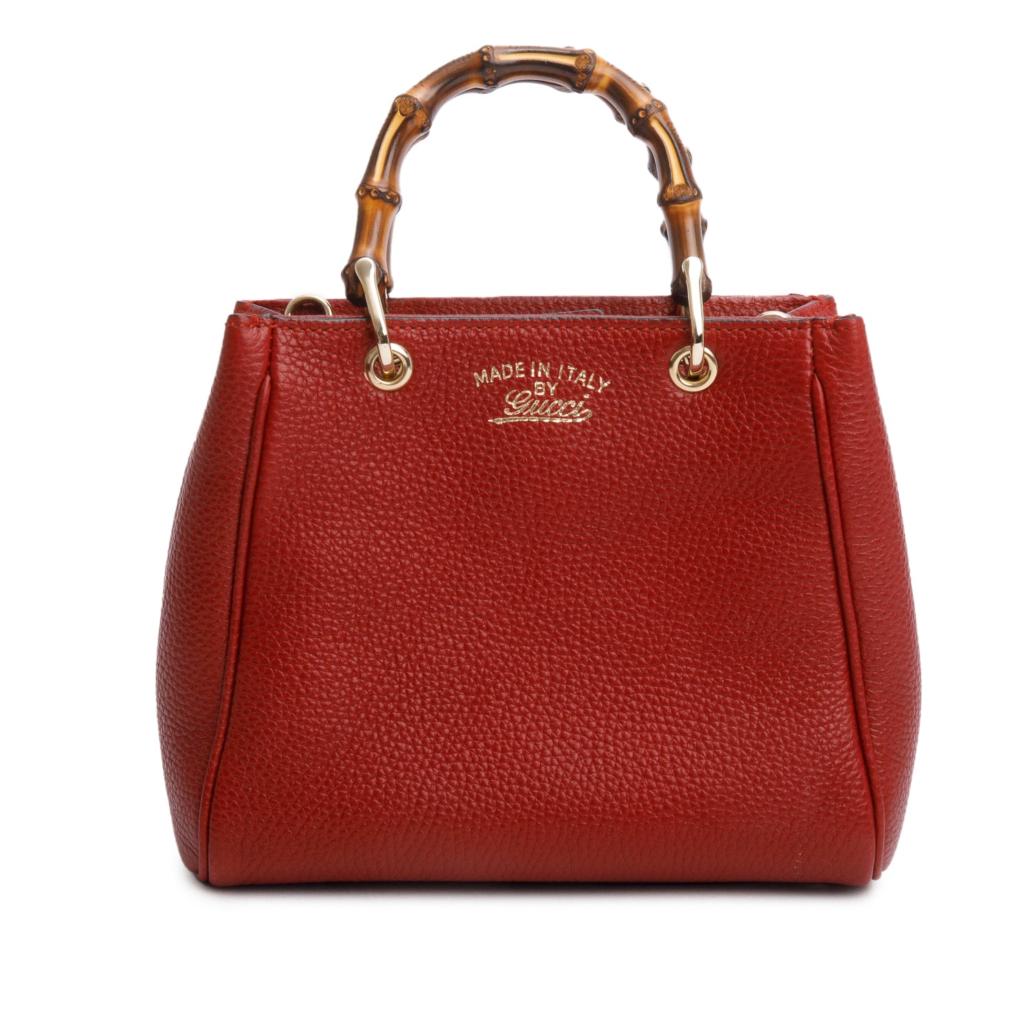 Gucci Red Calfskin Mini Bamboo Shopper Tote w/ Strap