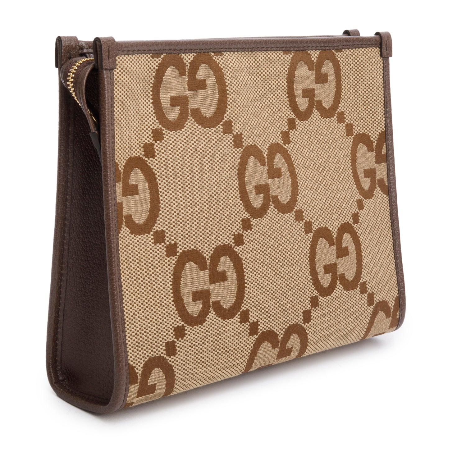 Gucci Brown Monogram Jumbo GG Dollar Calfskin Pouch