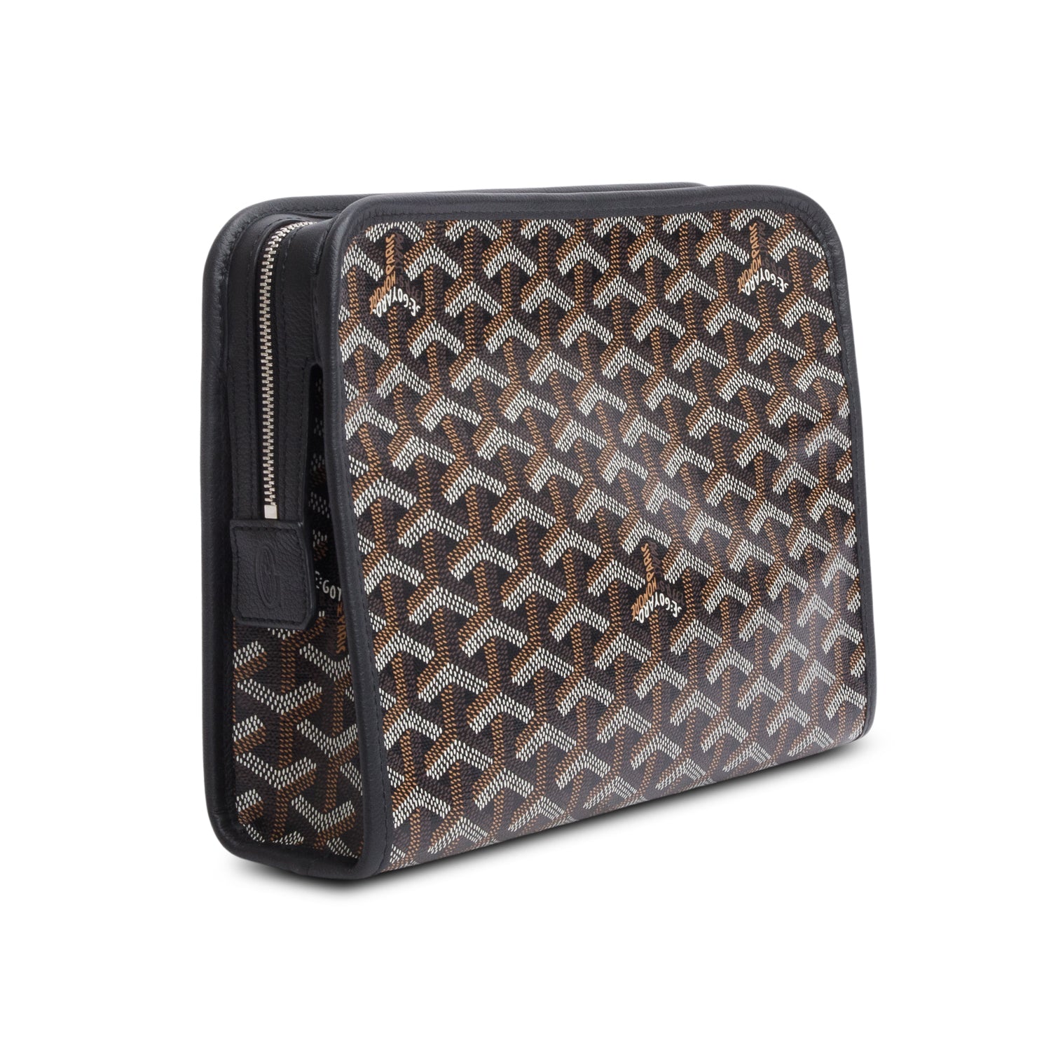 Goyard 2024 Black Goyardine Jouvence MM Toiletry Pouch w/ Receipt