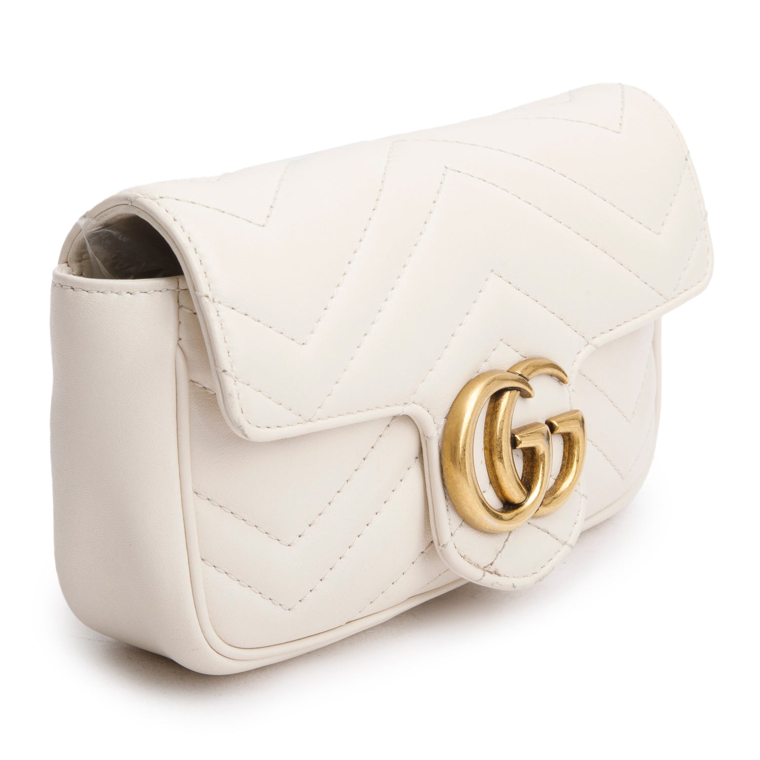 Gucci Cream GG Marmont Matelasse Leather Super Mini Bag