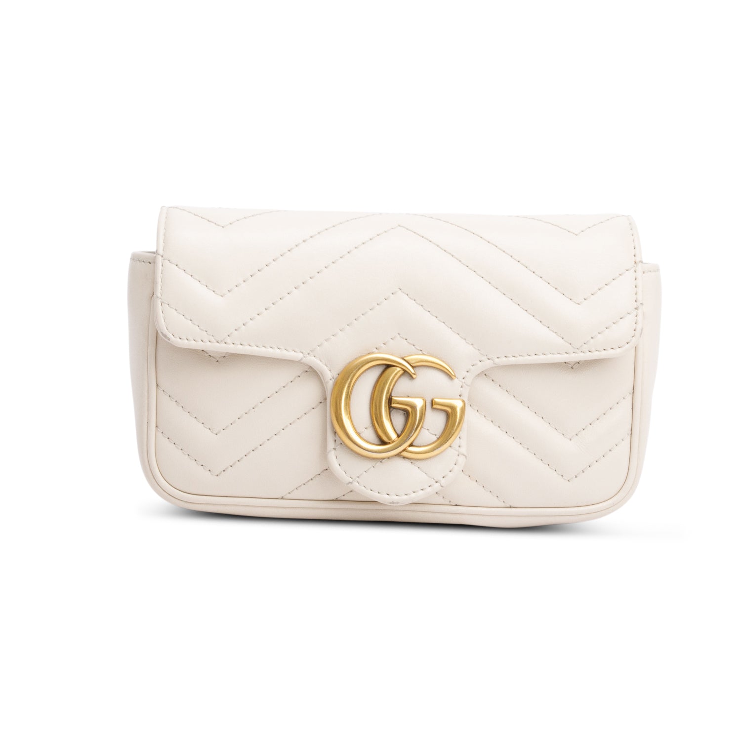 Gucci Cream GG Marmont Matelasse Leather Super Mini Bag