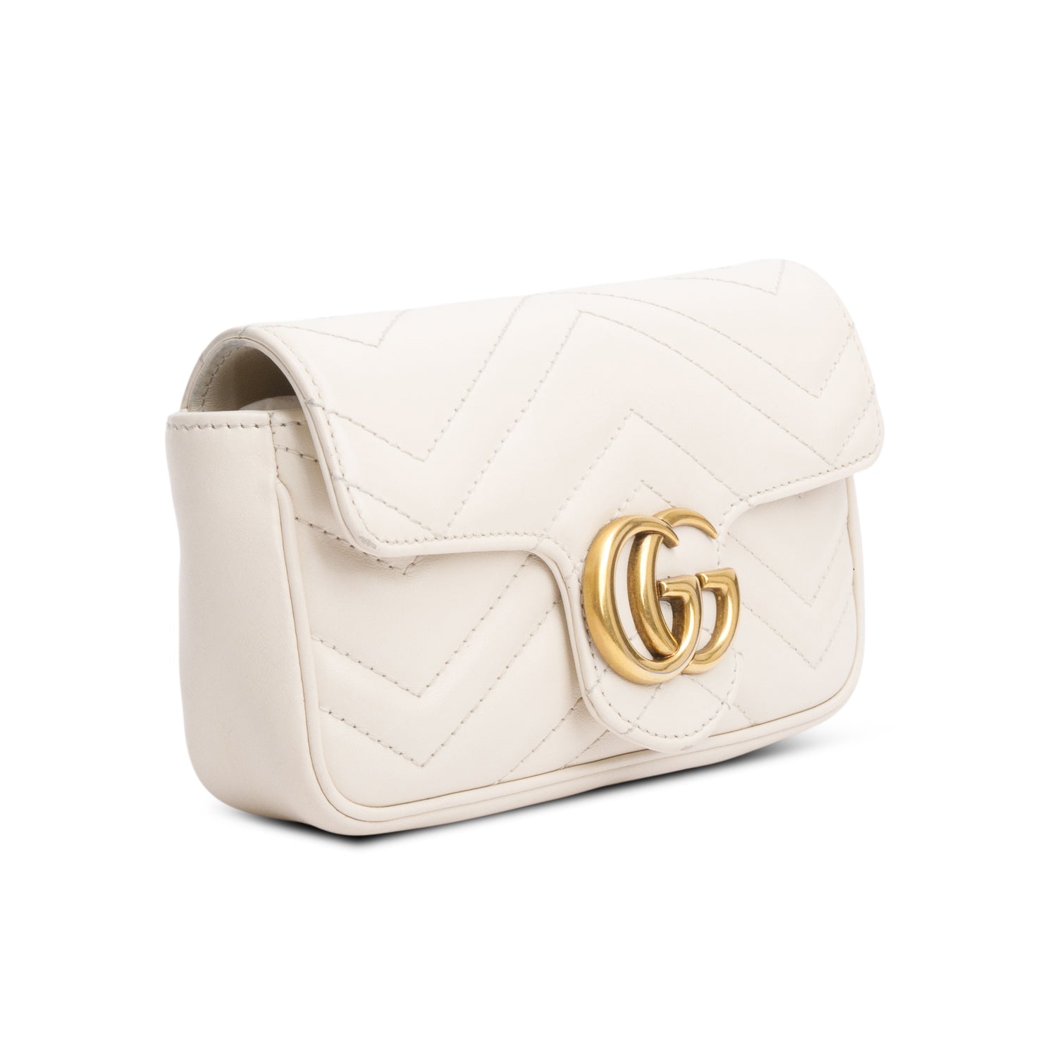 Gucci Cream GG Marmont Matelasse Leather Super Mini Bag
