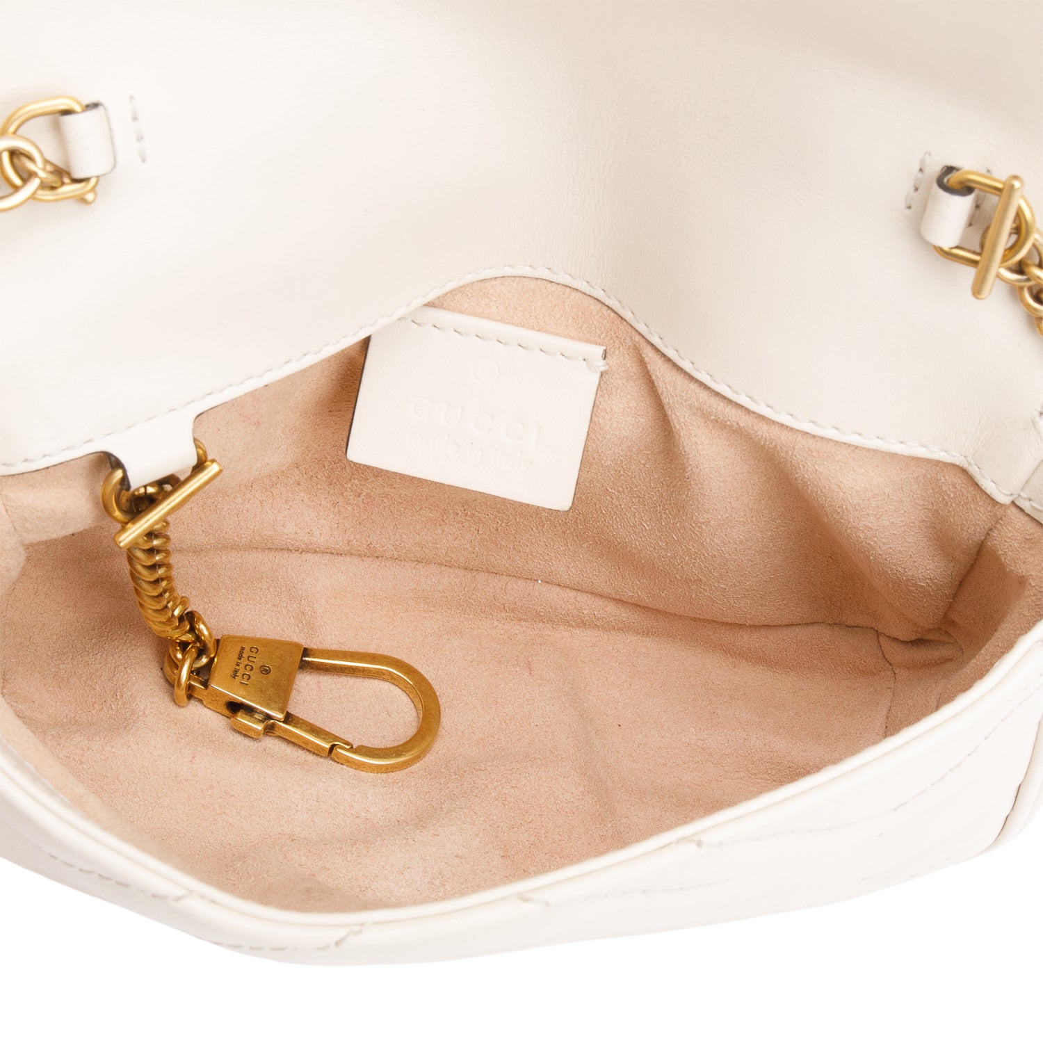 Gucci Cream GG Marmont Matelasse Leather Super Mini Bag