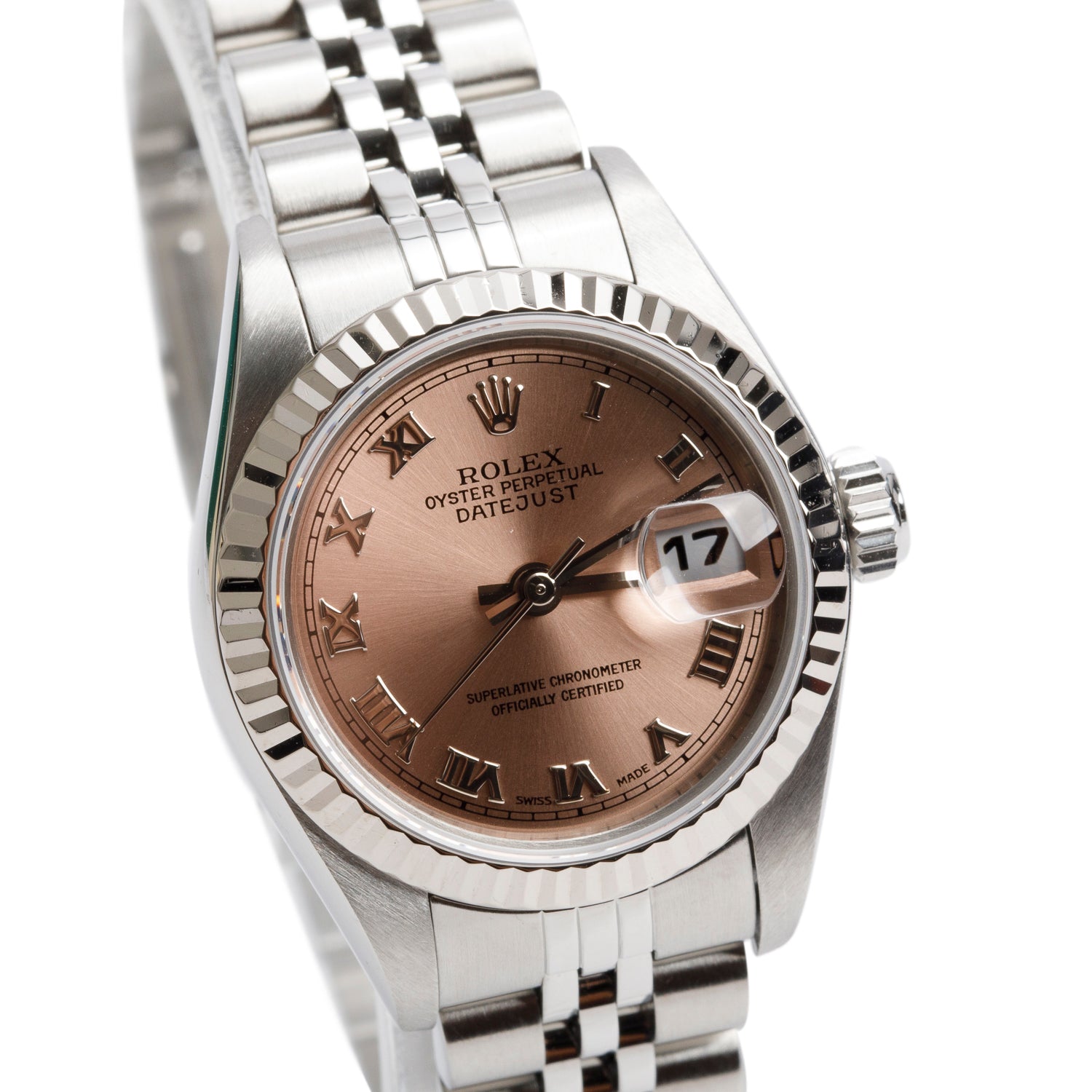 Rolex Stainless Steel 26 MM Lady-Datejust Automatic Watch Salmon Roman Dial 79174 w/ Box & Papers