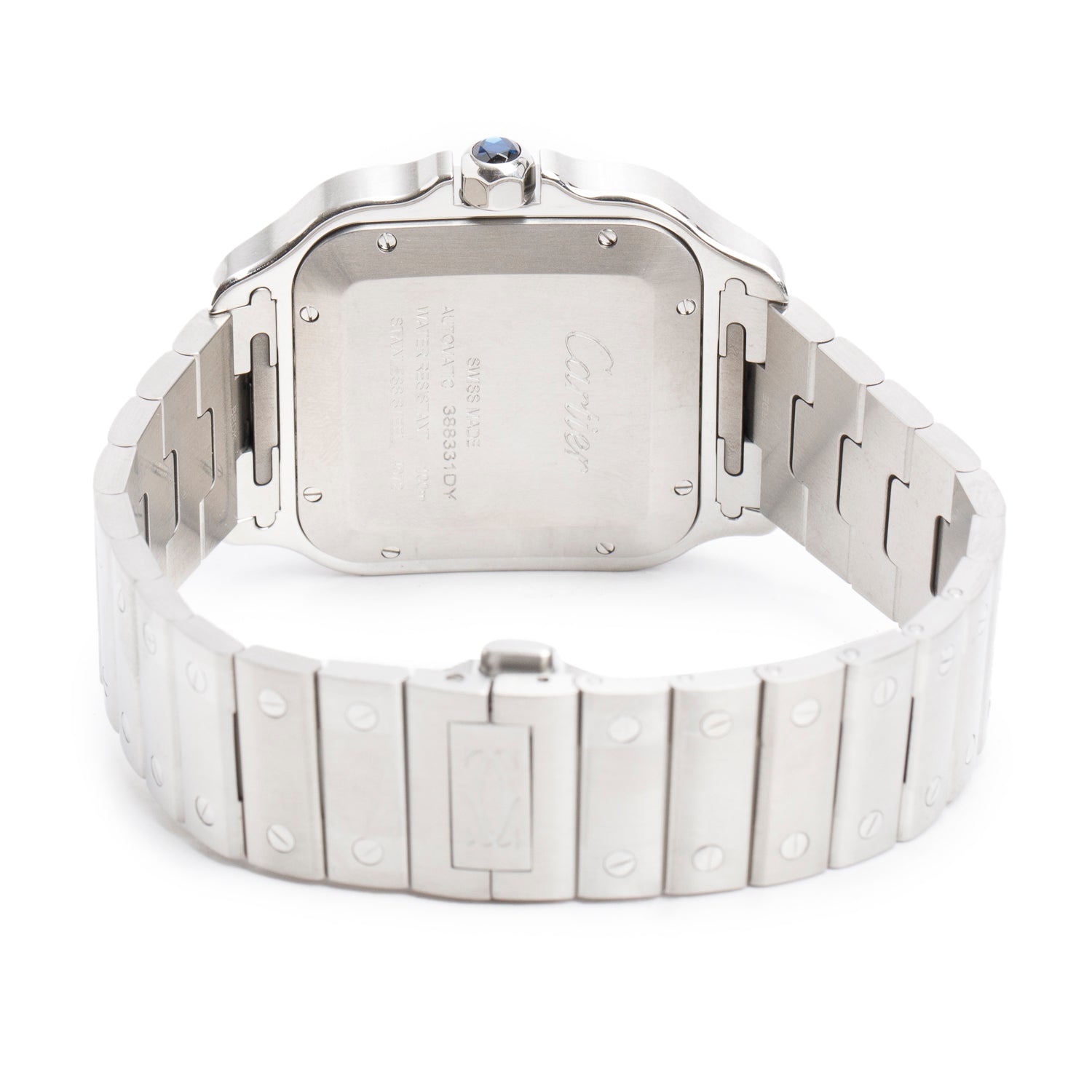 Cartier Stainless Steel Santos de Cartier Automatic Watch, Large Model Brown Dial 4072 w/ Box, Papers & Extra Strap