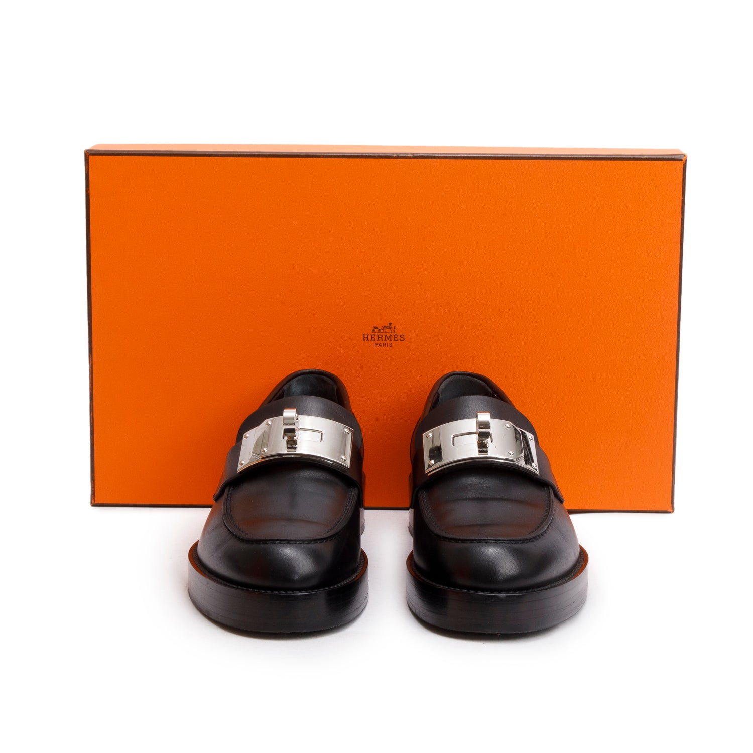 Hermes Black Calfskin Hot Loafer, Size 37 w/ Box