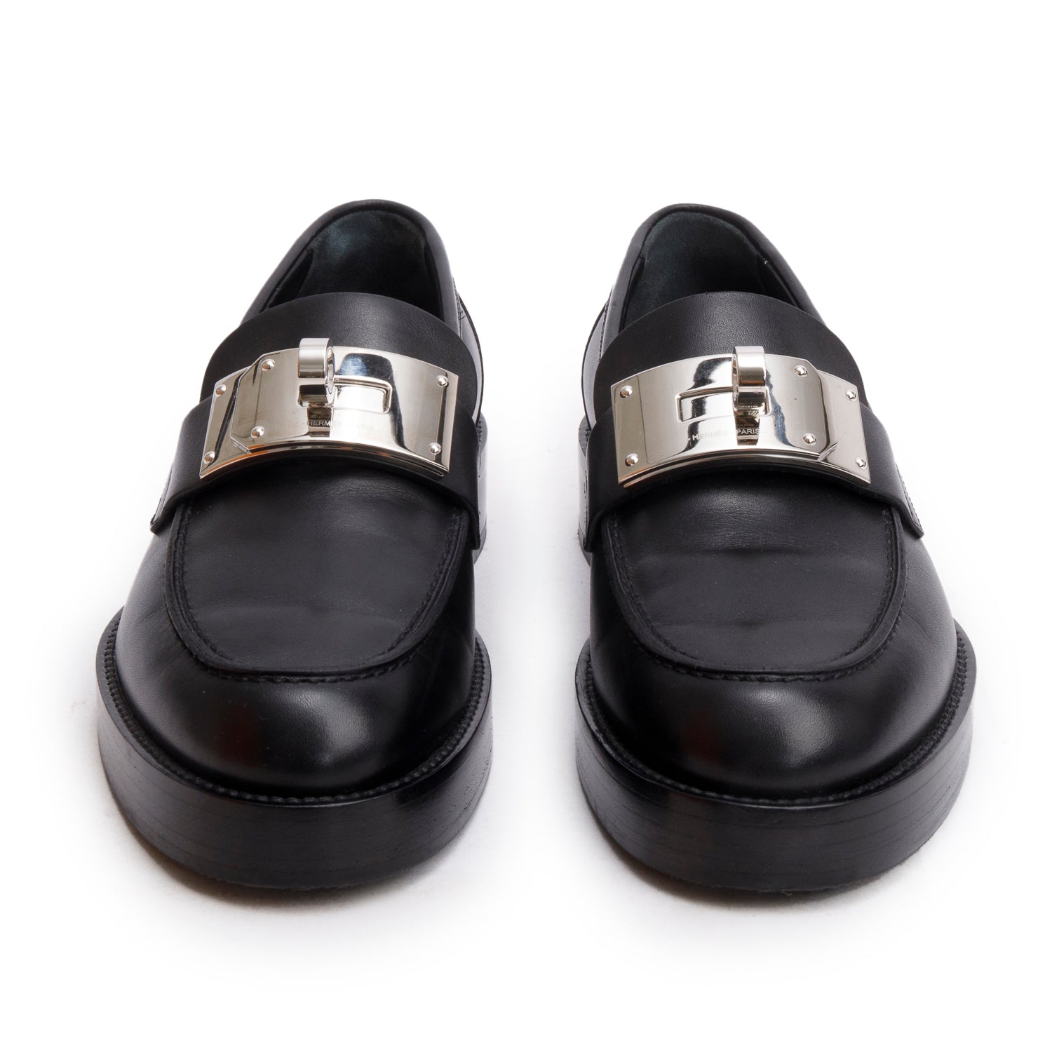 Hermes Black Calfskin Hot Loafer, Size 37 w/ Box