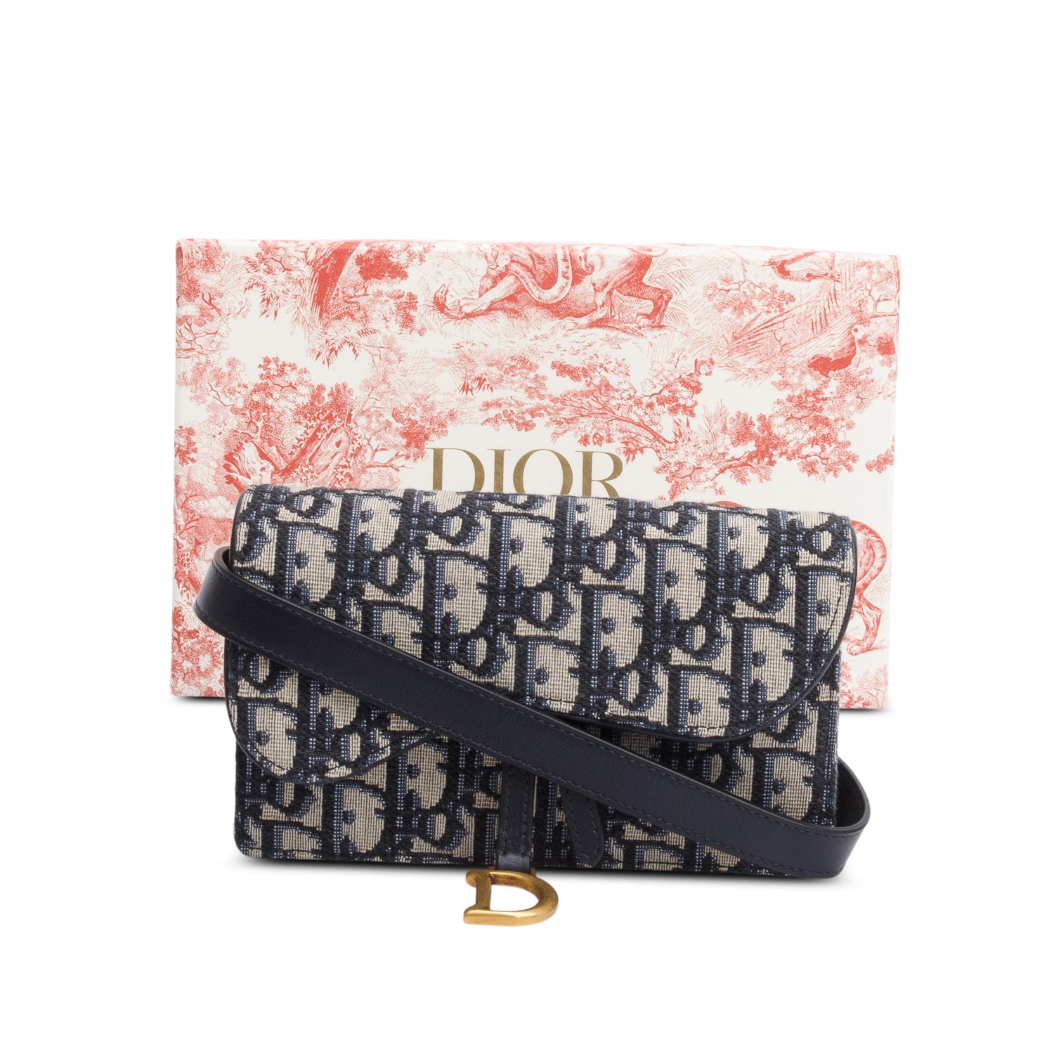 Christian Dior Oblique Saddle Belt Pouch w/ Box