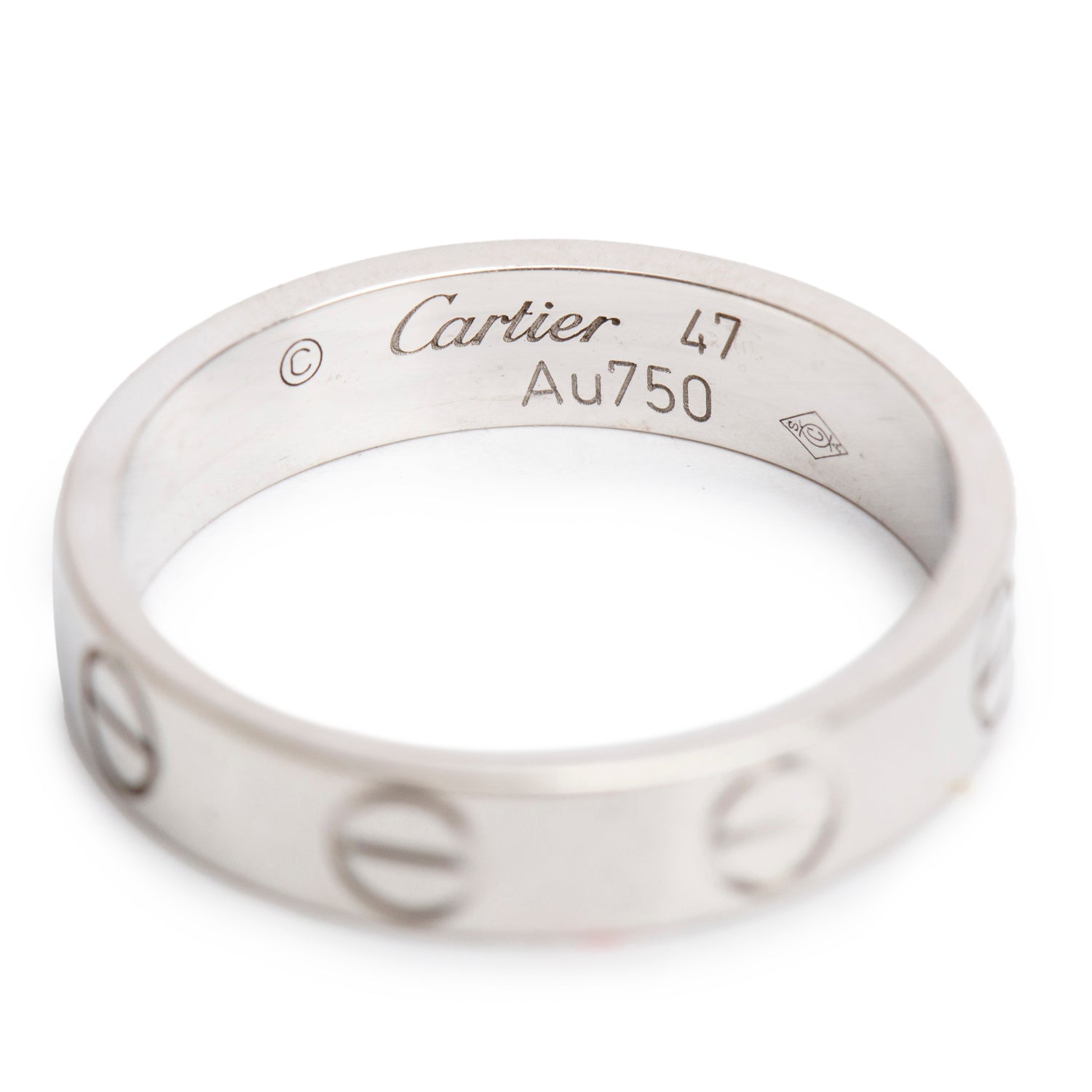 Cartier 18k White Gold 3.6 MM Love Wedding Band Ring, Size 47 4.25 w/ Box