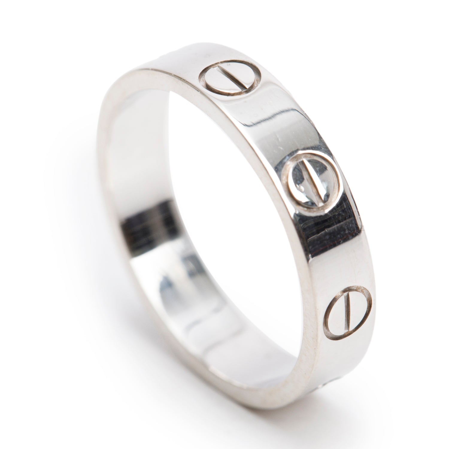 Cartier 18k White Gold 3.6 MM Love Wedding Band Ring, Size 47 4.25 w/ Box