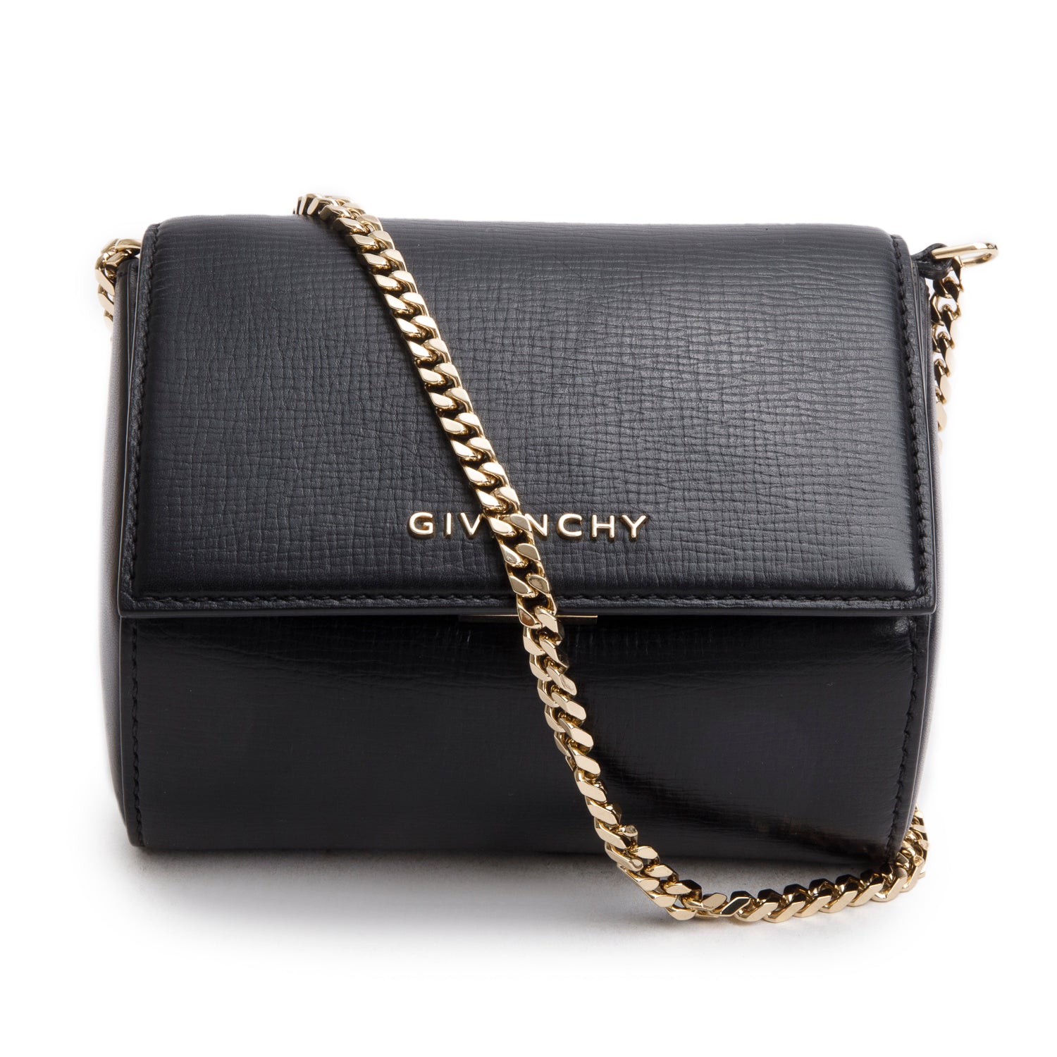 Givenchy Black Textured Calfskin Mini Pandora Box Chain Bag