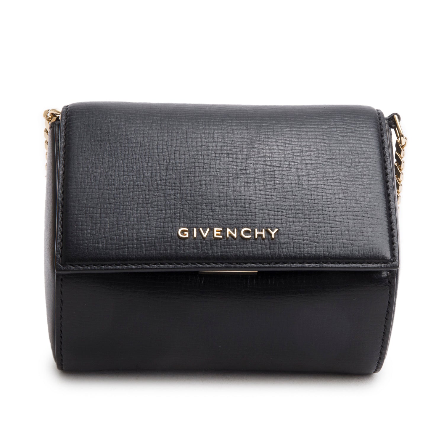 Givenchy Black Textured Calfskin Mini Pandora Box Chain Bag