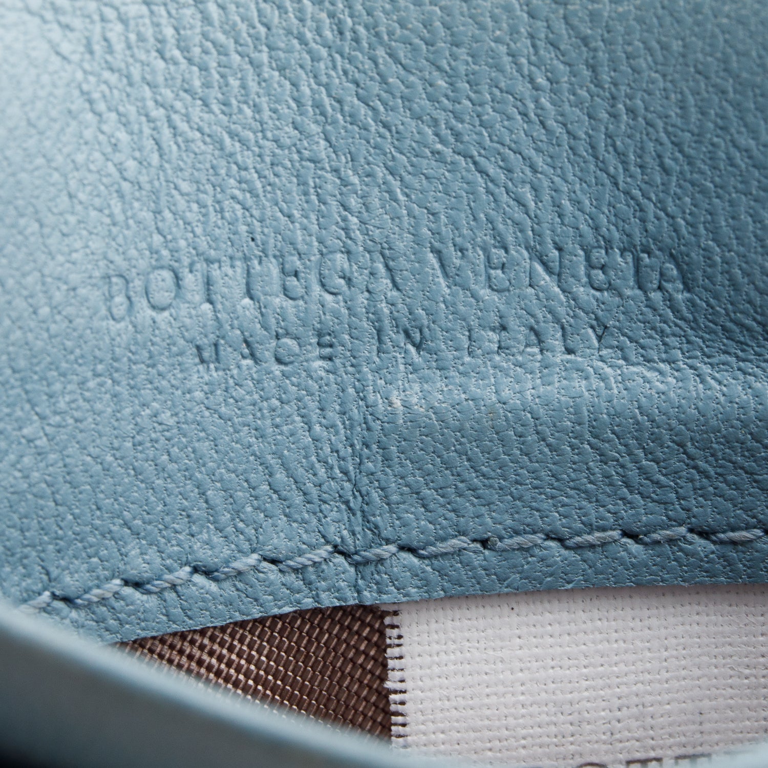 Bottega Venetta Blue Intreciatto Nappa Embroidered Card Holder