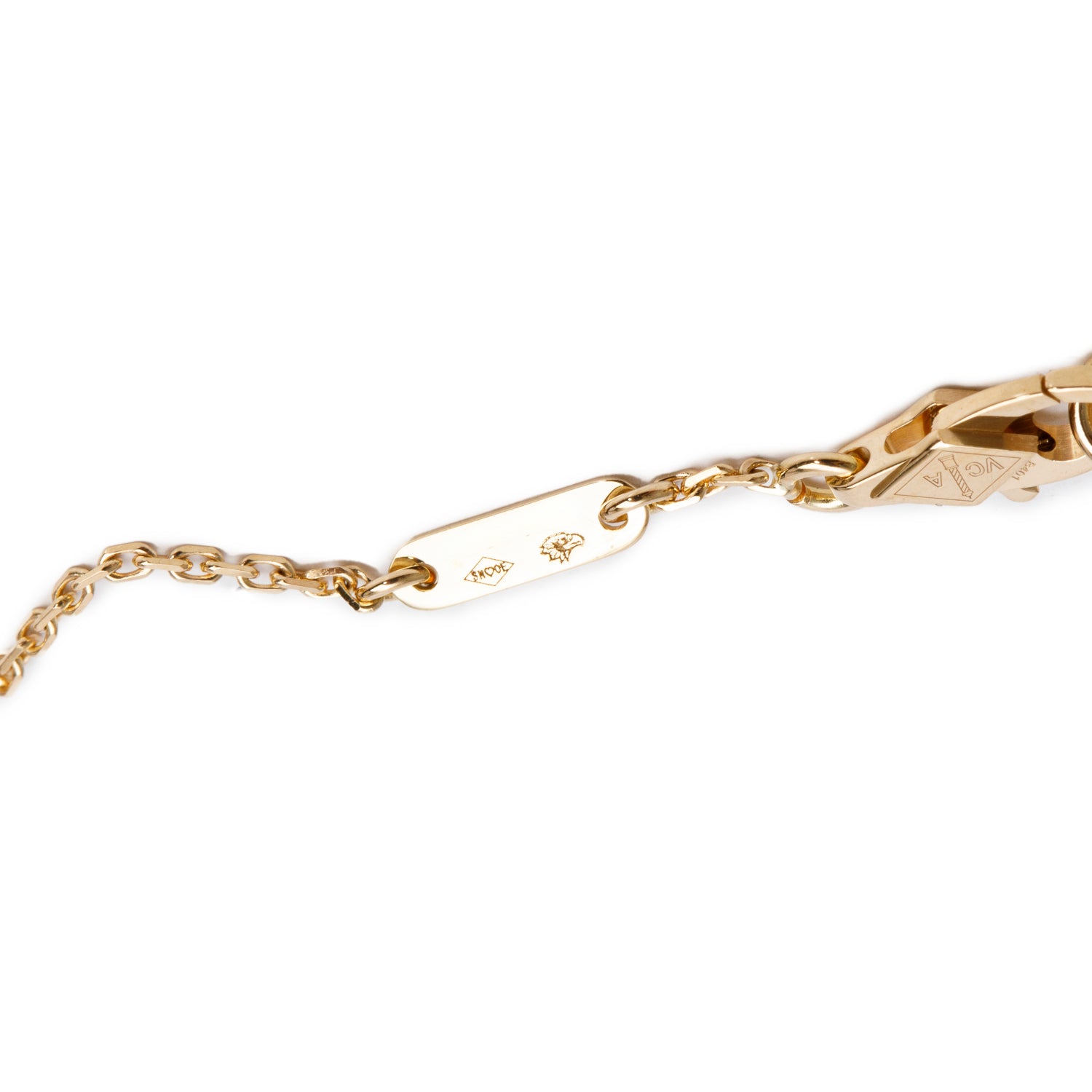 Van Cleef & Arpels 2024 18k Yellow Gold Sweet Alhambra 1 Motif Mother of Pearl Bracelet w/ Box & Certificate