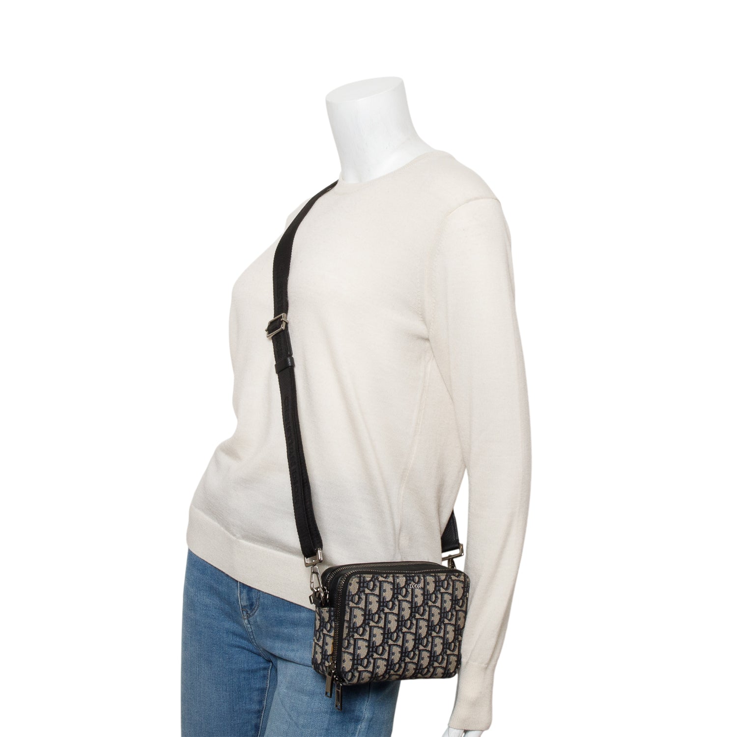 Christion Dior 2020 Oblique Jacquard Zipped Pouch Crossbody w/ Box & Strap