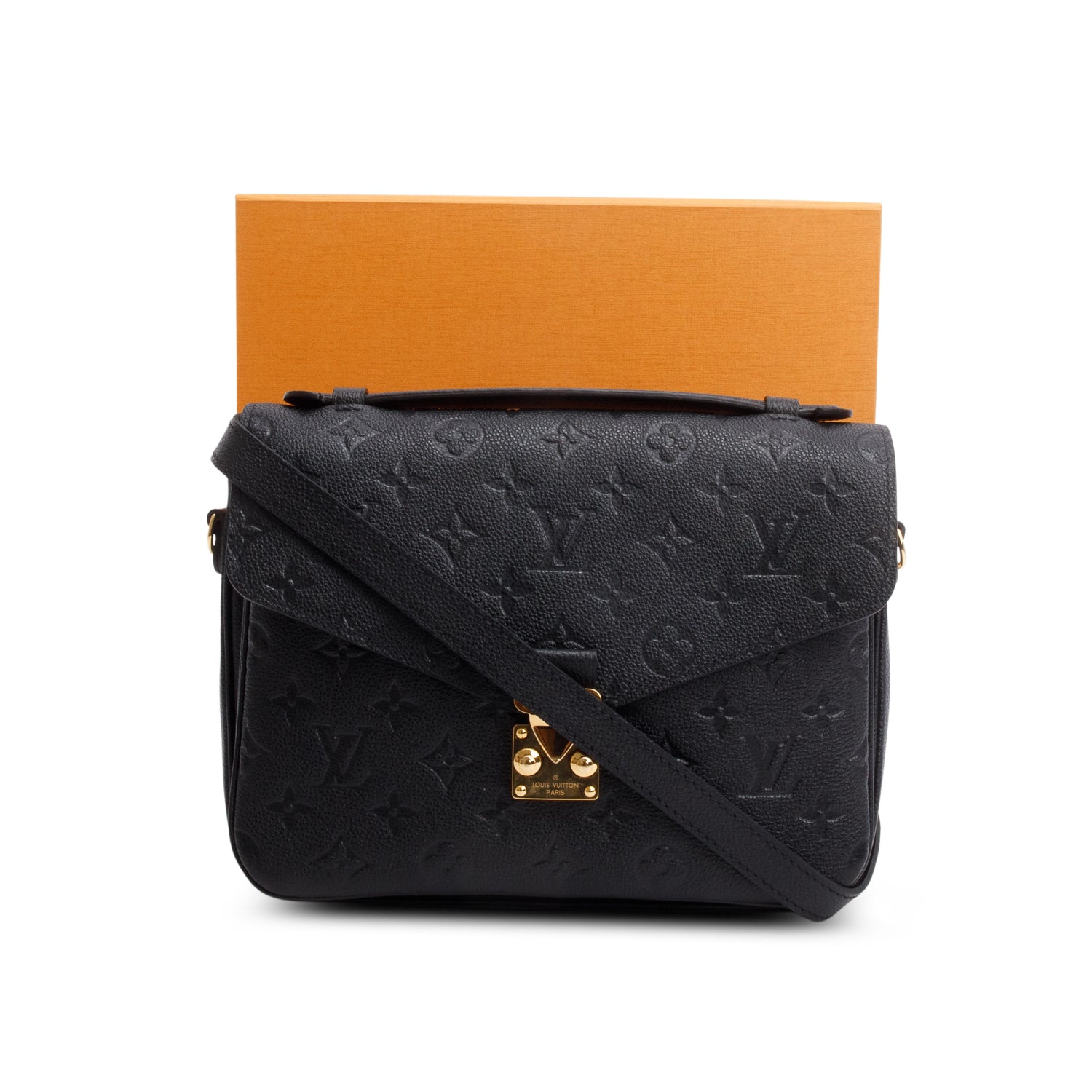 Louis Vuitton Black Monogram Empreinte Leather Pochette Metis w/ Box
